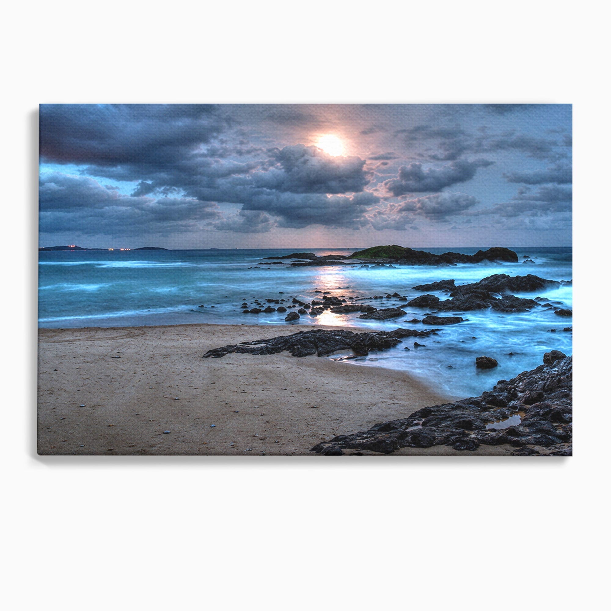 Tablou Canvas Premium LuxCanva® A1748, Peisaj Marin Nocturn, Peisaj, Mare, Noapte, Natura, Apus, Living, Dormitor, Culori Vibrante