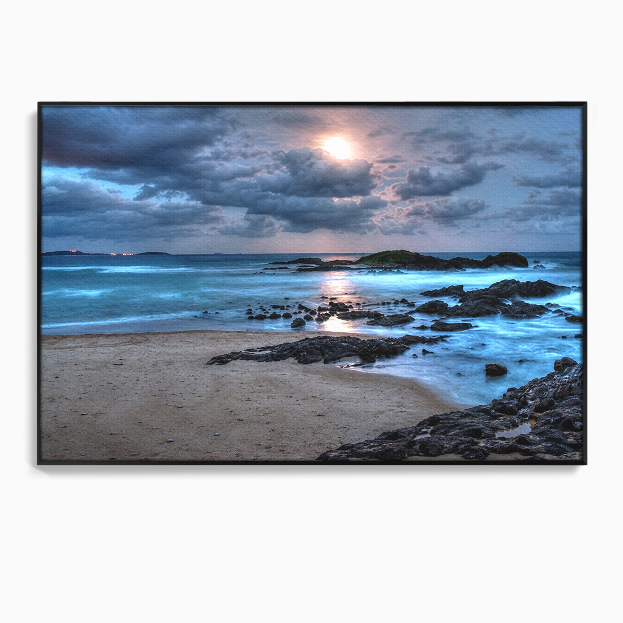 Tablou Canvas Premium LuxCanva® A1748, Peisaj Marin Nocturn, Peisaj, Mare, Noapte, Natura, Apus, Living, Dormitor, Culori Vibrante