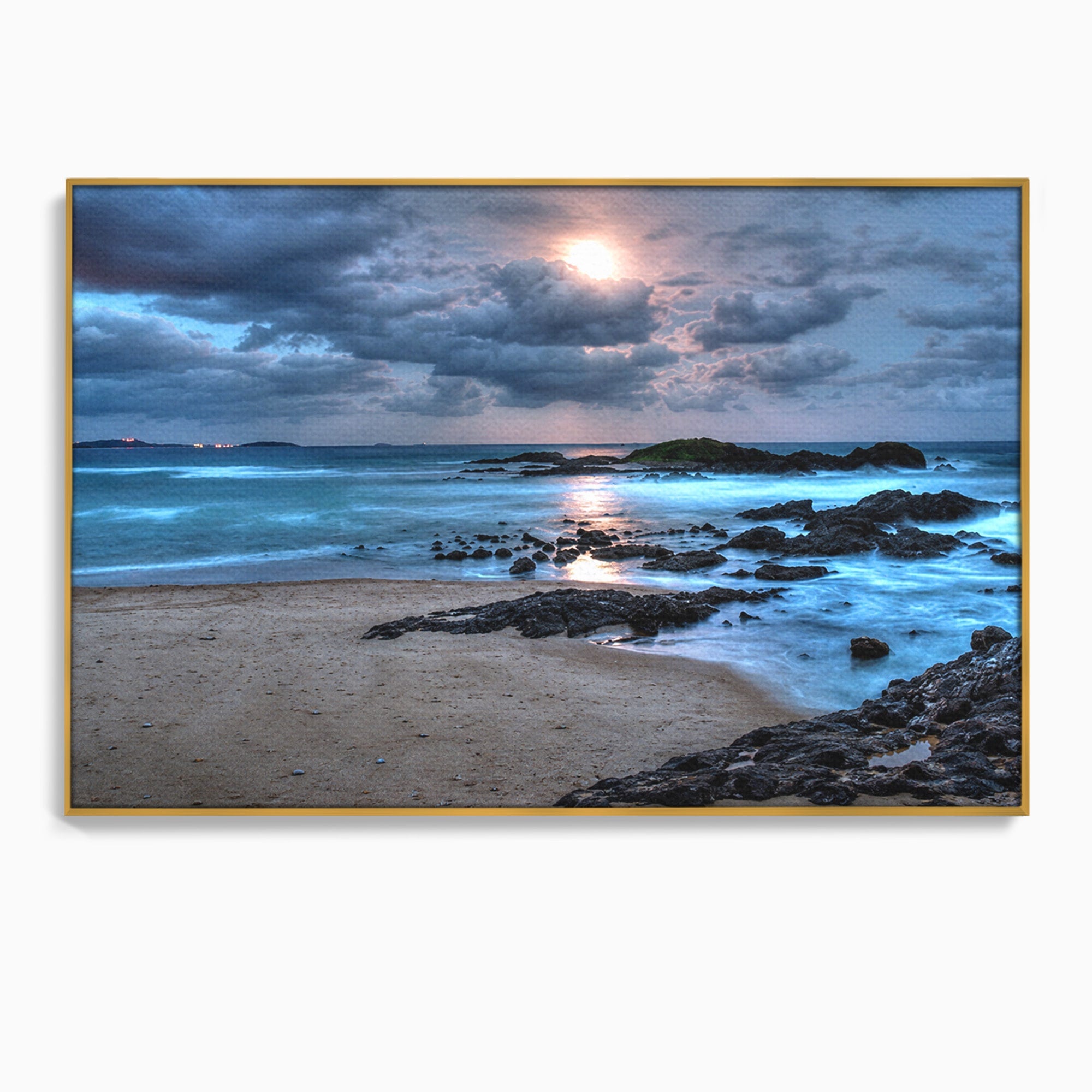 Tablou Canvas Premium LuxCanva® A1748, Peisaj Marin Nocturn, Peisaj, Mare, Noapte, Natura, Apus, Living, Dormitor, Culori Vibrante