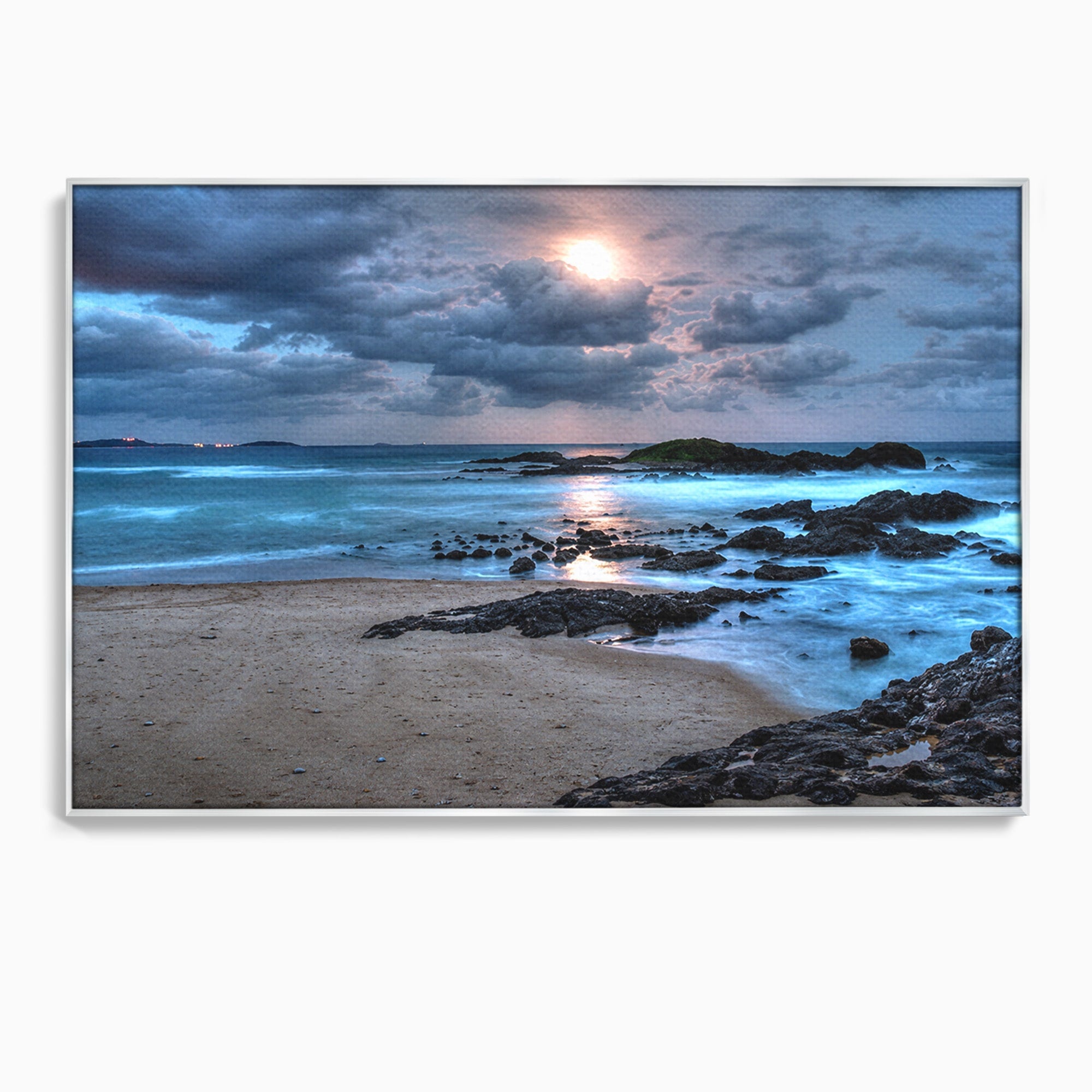 Tablou Canvas Premium LuxCanva® A1748, Peisaj Marin Nocturn, Peisaj, Mare, Noapte, Natura, Apus, Living, Dormitor, Culori Vibrante