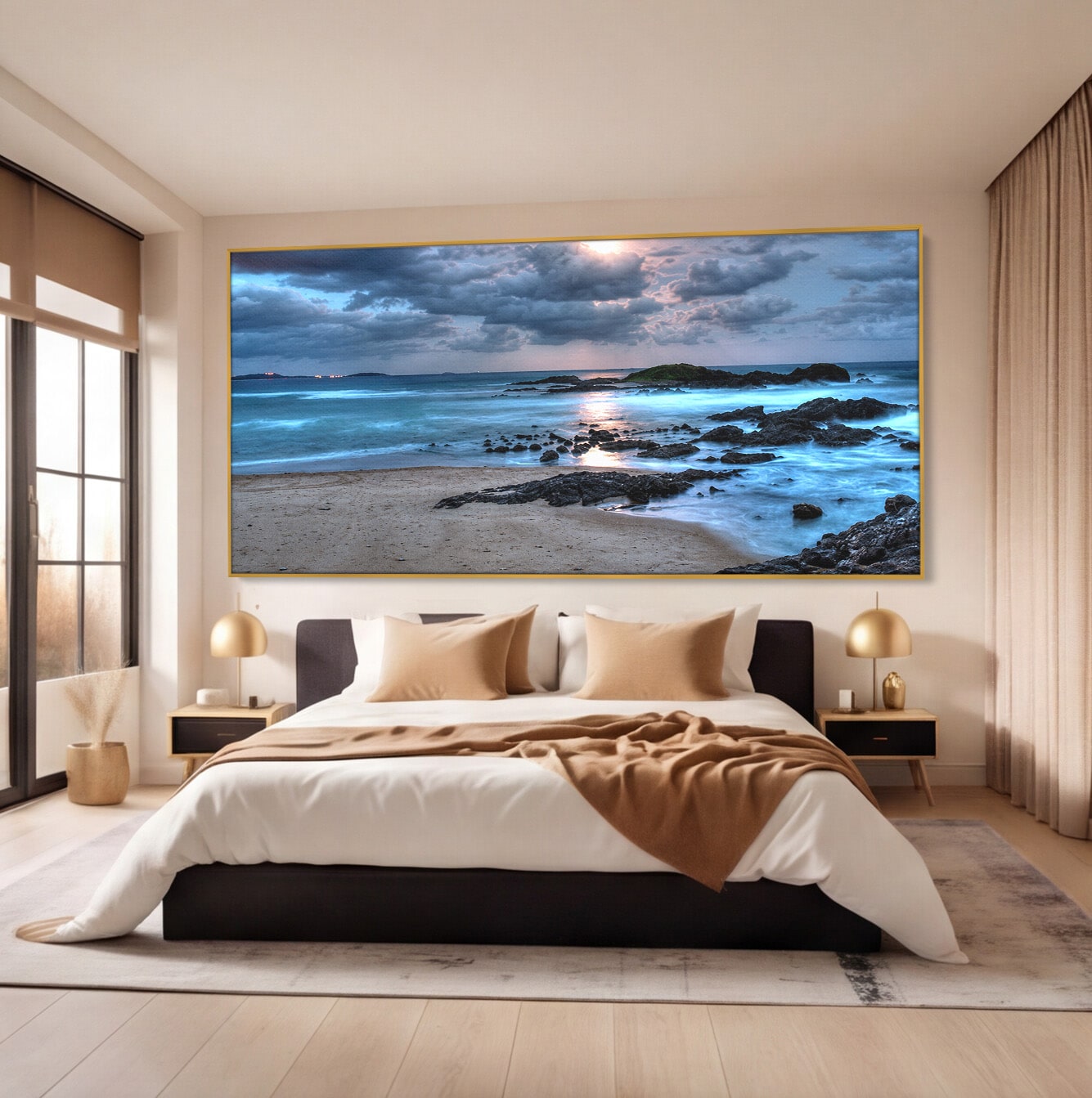 Tablou Canvas Premium LuxCanva® A1748, Peisaj Marin Nocturn, Peisaj, Mare, Noapte, Natura, Apus, Living, Dormitor, Culori Vibrante