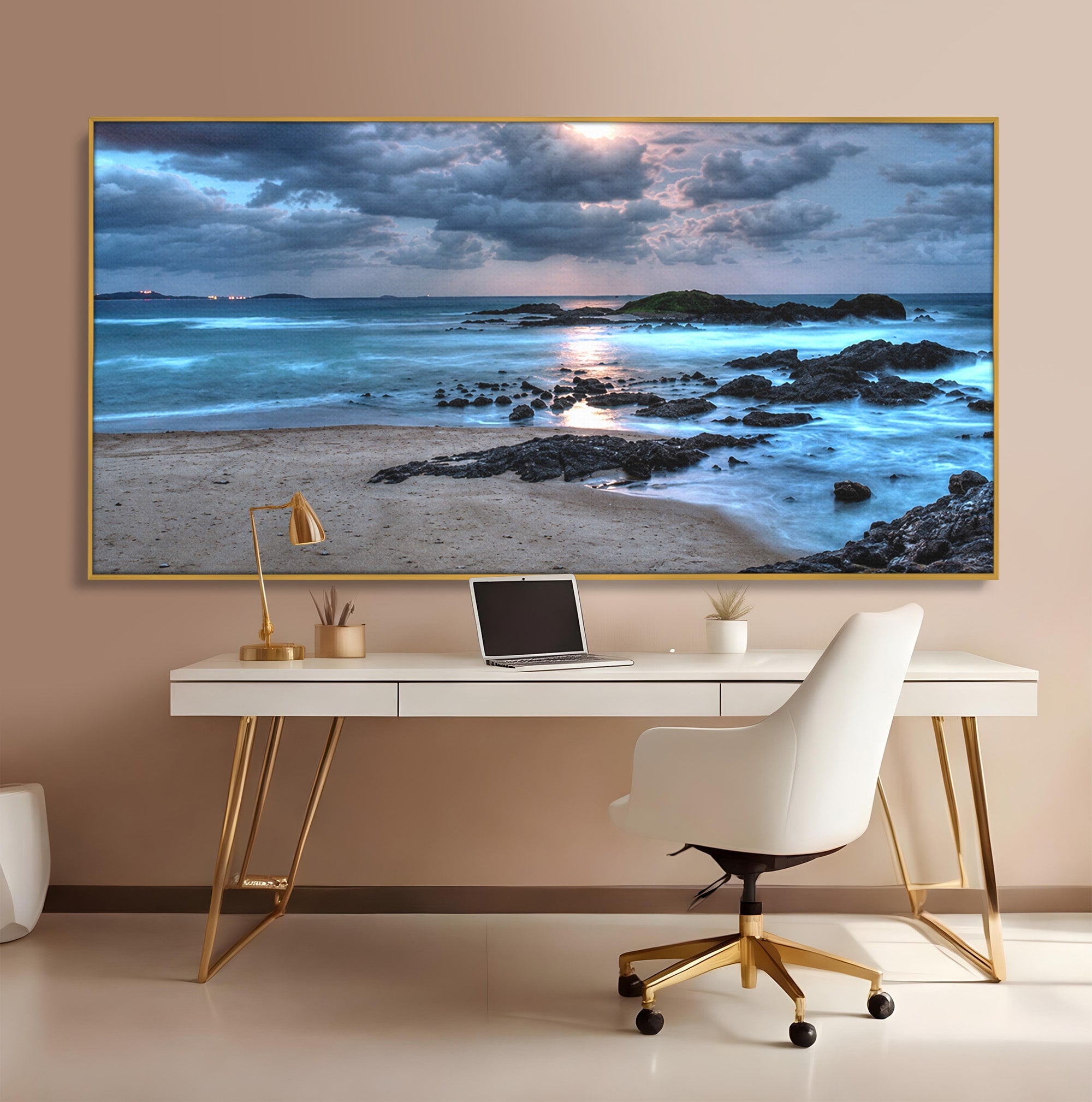 Tablou Canvas Premium LuxCanva® A1748, Peisaj Marin Nocturn, Peisaj, Mare, Noapte, Natura, Apus, Living, Dormitor, Culori Vibrante
