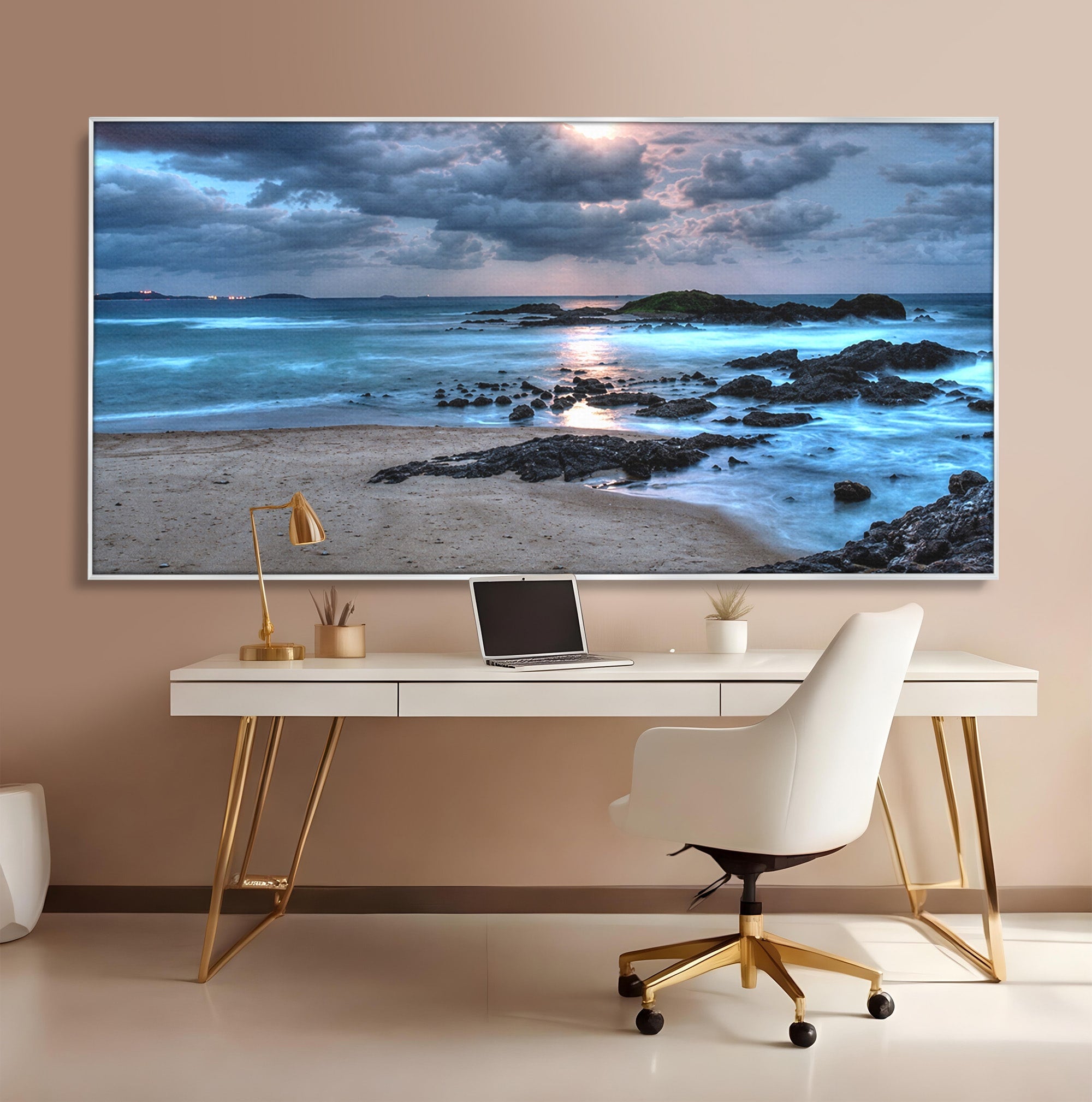 Tablou Canvas Premium LuxCanva® A1748, Peisaj Marin Nocturn, Peisaj, Mare, Noapte, Natura, Apus, Living, Dormitor, Culori Vibrante