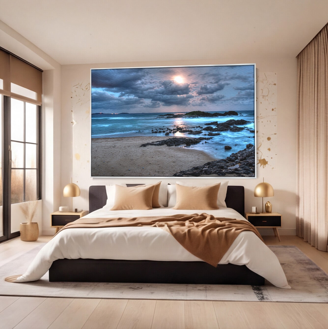 Tablou Canvas Premium LuxCanva® A1748, Peisaj Marin Nocturn, Peisaj, Mare, Noapte, Natura, Apus, Living, Dormitor, Culori Vibrante