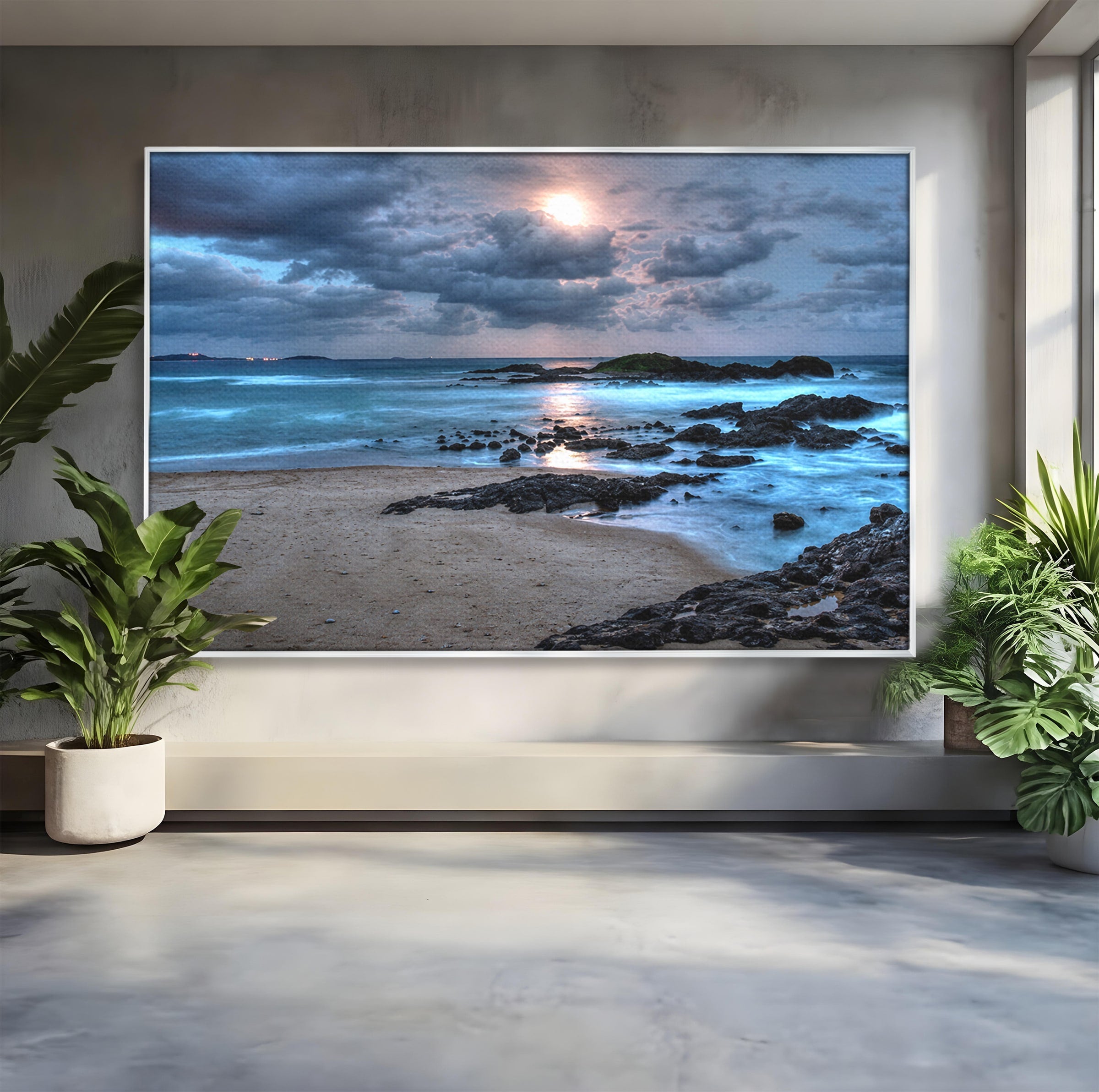 Tablou Canvas Premium LuxCanva® A1748, Peisaj Marin Nocturn, Peisaj, Mare, Noapte, Natura, Apus, Living, Dormitor, Culori Vibrante
