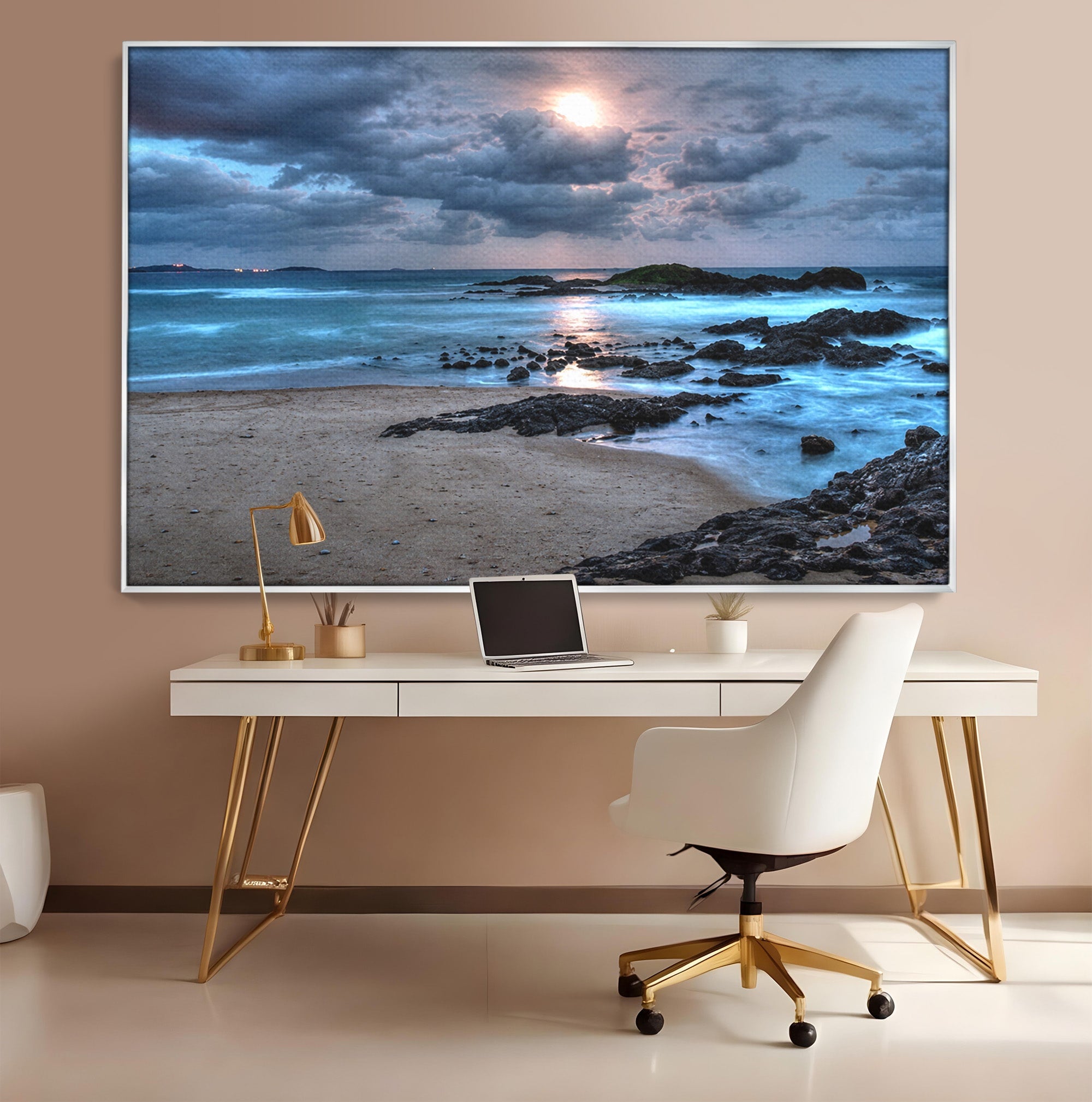 Tablou Canvas Premium LuxCanva® A1748, Peisaj Marin Nocturn, Peisaj, Mare, Noapte, Natura, Apus, Living, Dormitor, Culori Vibrante