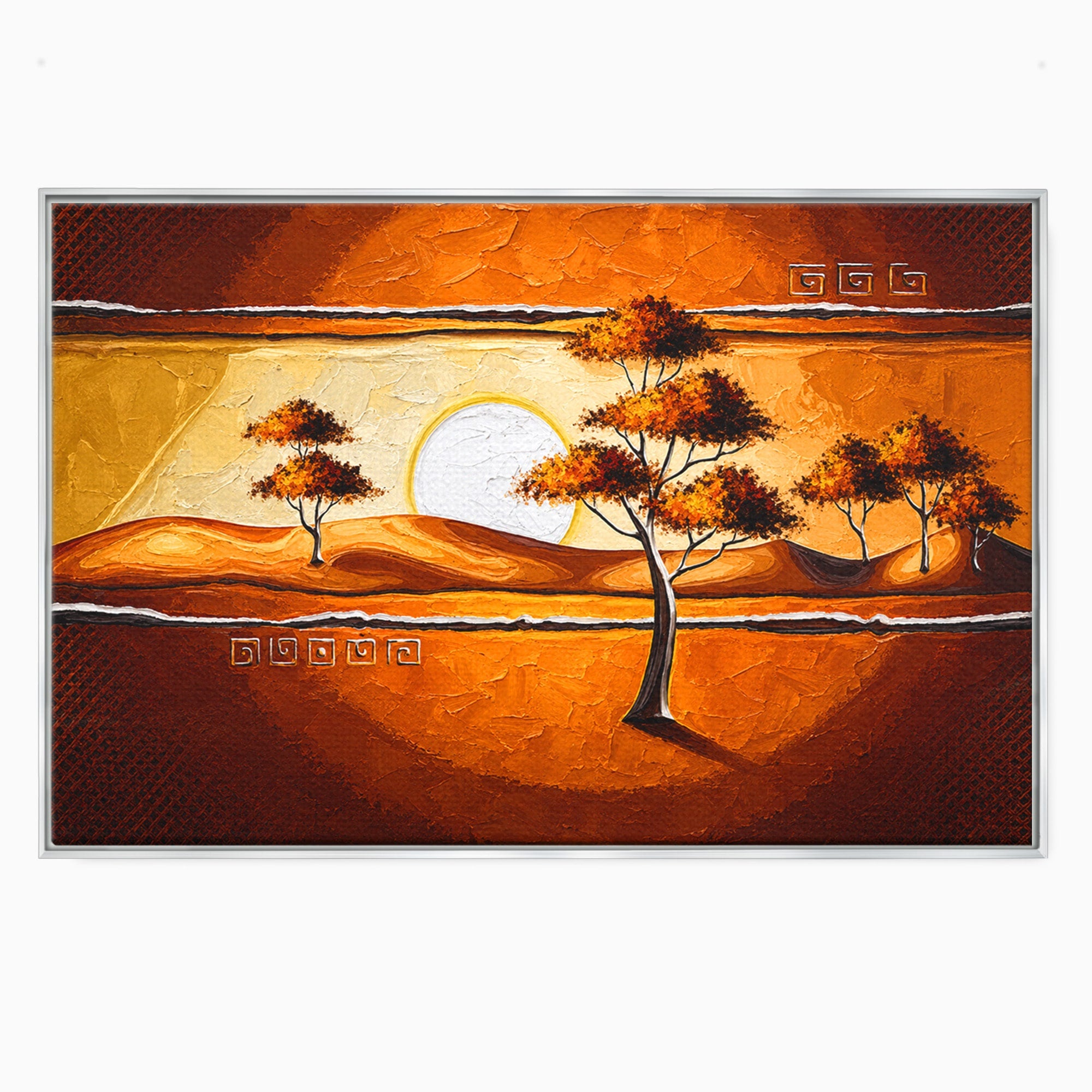 Tablou Canvas Premium LuxCanva® A1749, Apus African, Apus, Copaci, Peisaj, Desert, Living, Culori Vibrante