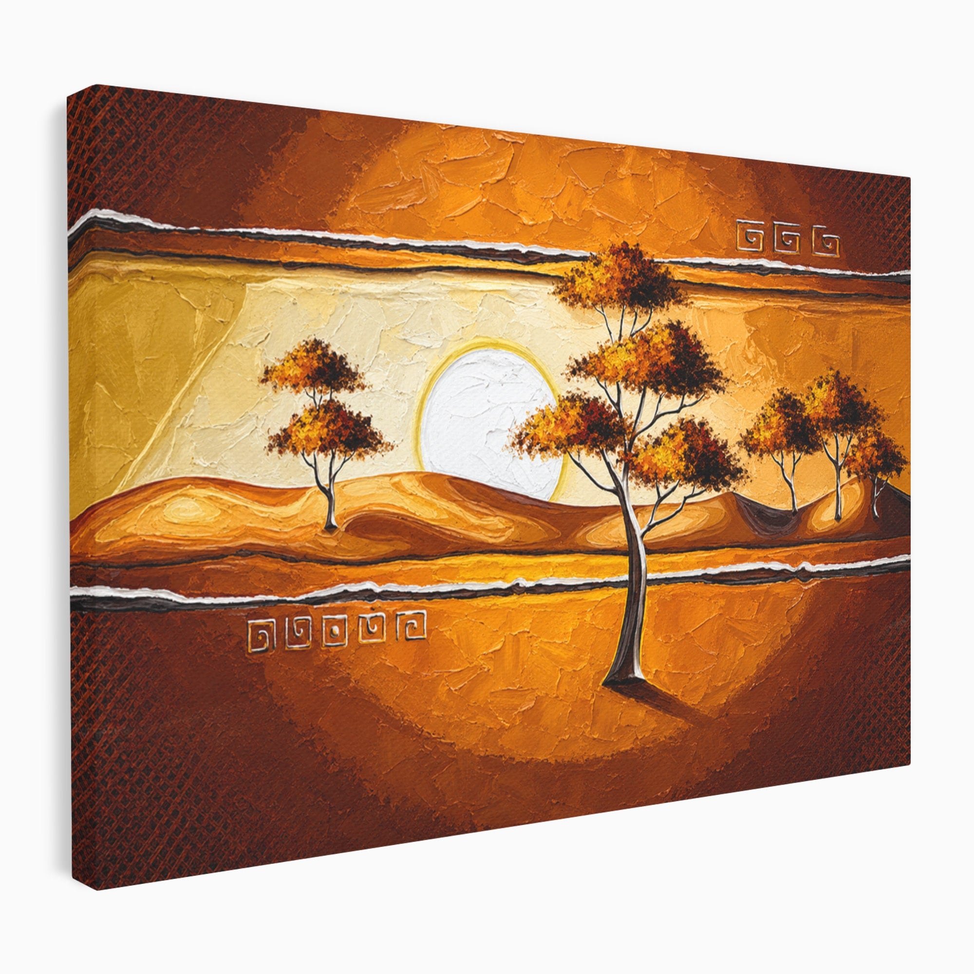 Tablou Canvas Premium LuxCanva® A1749, Apus African, Apus, Copaci, Peisaj, Desert, Living, Culori Vibrante
