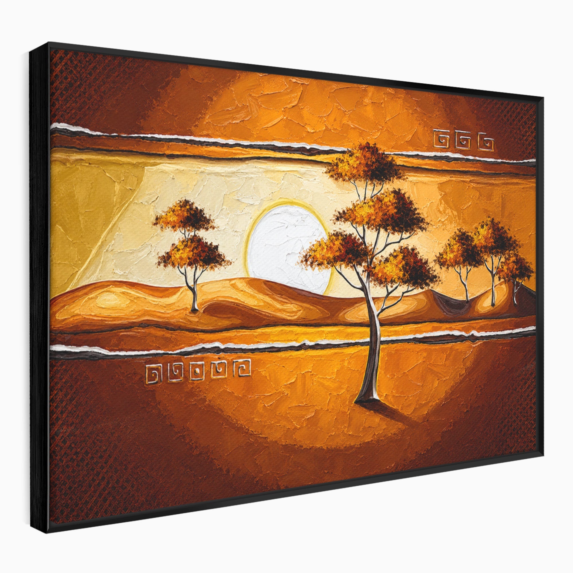 Tablou Canvas Premium LuxCanva® A1749, Apus African, Apus, Copaci, Peisaj, Desert, Living, Culori Vibrante