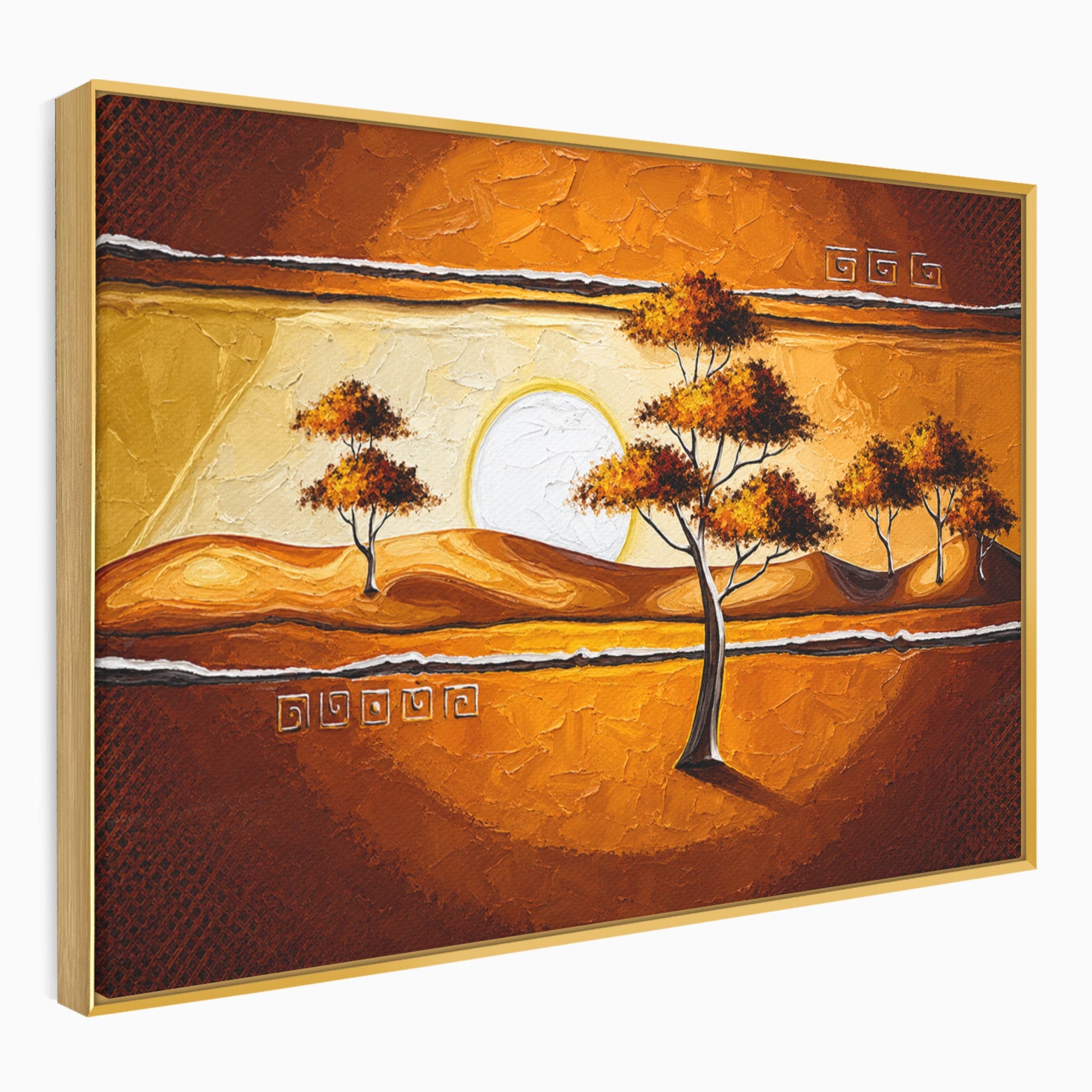 Tablou Canvas Premium LuxCanva® A1749, Apus African, Apus, Copaci, Peisaj, Desert, Living, Culori Vibrante