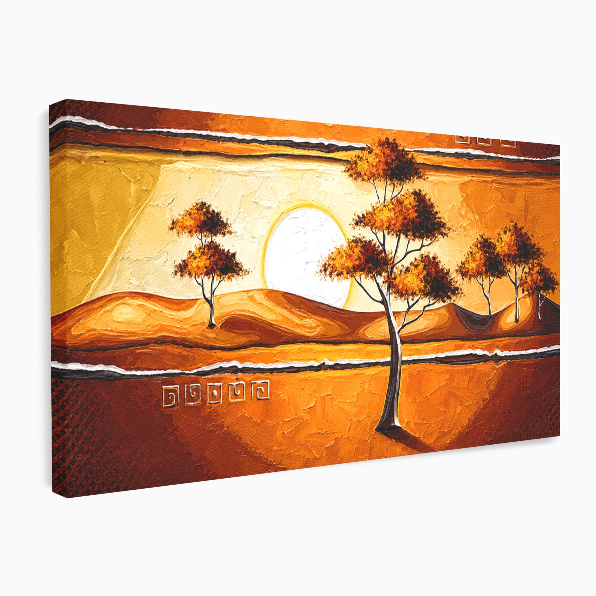 Tablou Canvas Premium LuxCanva® A1749, Apus African, Apus, Copaci, Peisaj, Desert, Living, Culori Vibrante