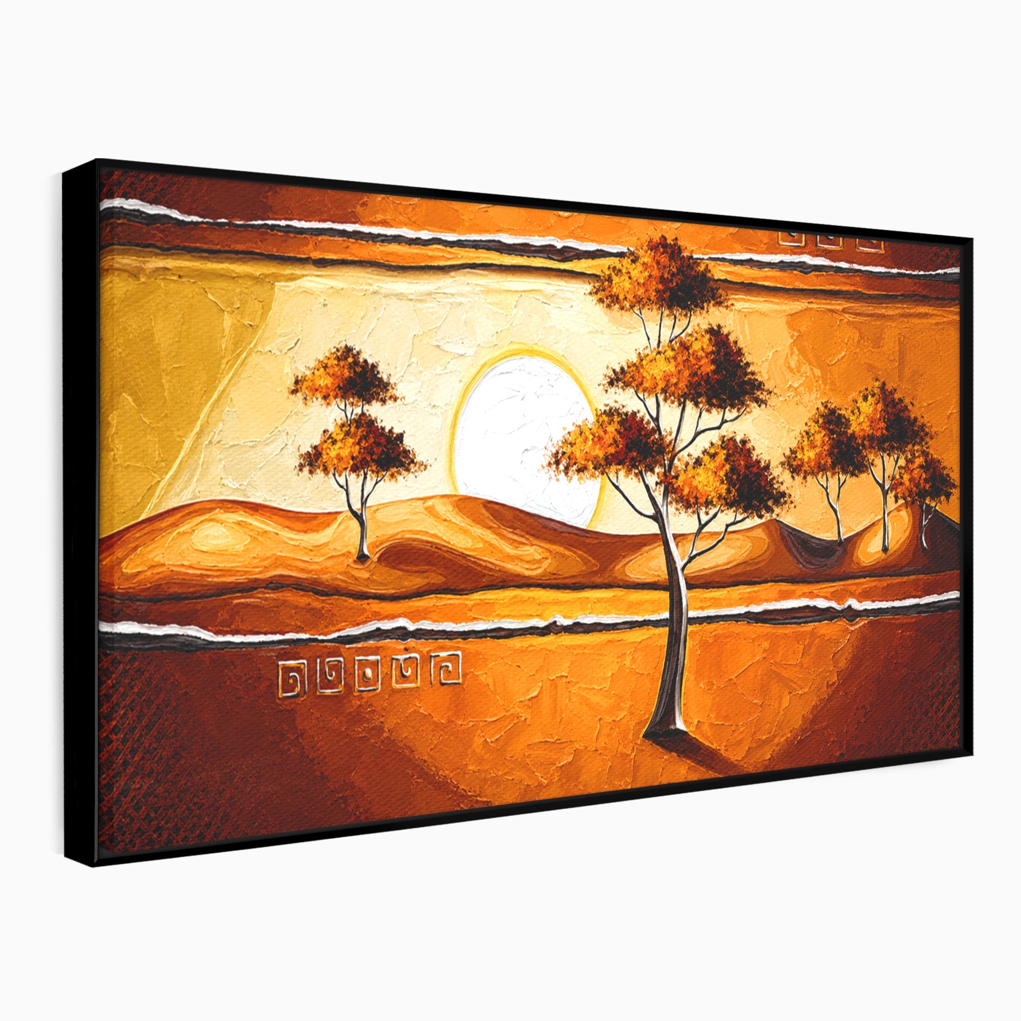Tablou Canvas Premium LuxCanva® A1749, Apus African, Apus, Copaci, Peisaj, Desert, Living, Culori Vibrante
