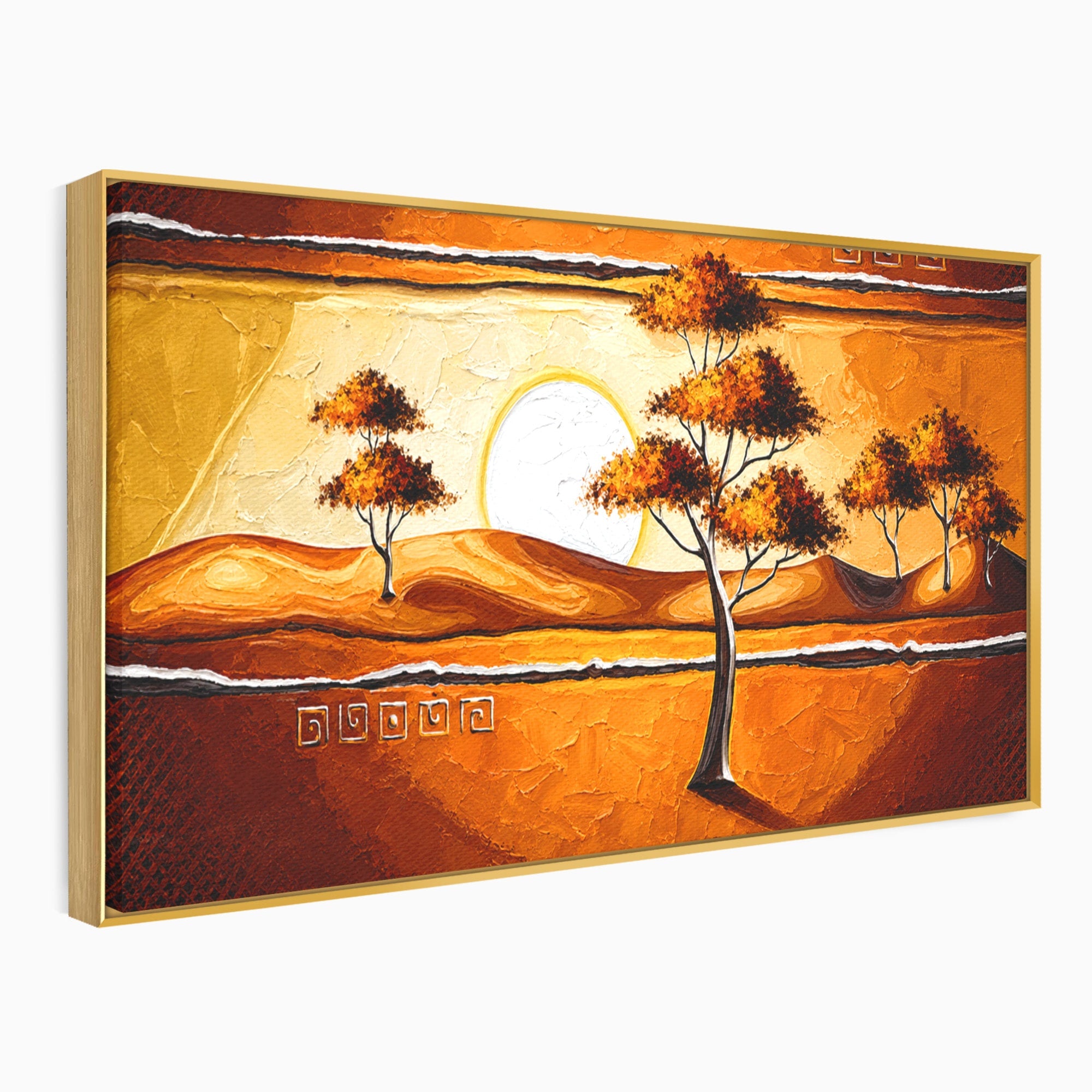 Tablou Canvas Premium LuxCanva® A1749, Apus African, Apus, Copaci, Peisaj, Desert, Living, Culori Vibrante