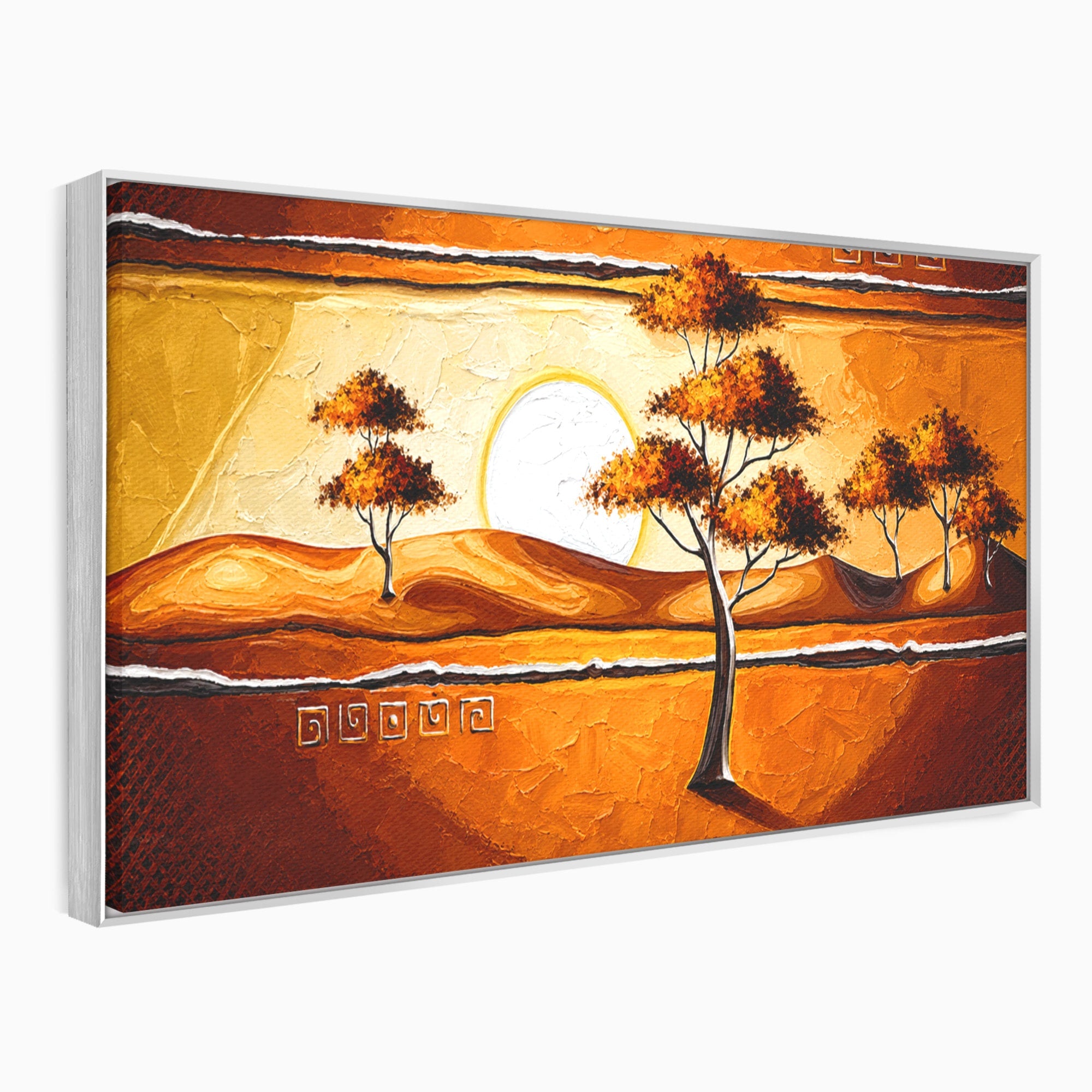 Tablou Canvas Premium LuxCanva® A1749, Apus African, Apus, Copaci, Peisaj, Desert, Living, Culori Vibrante