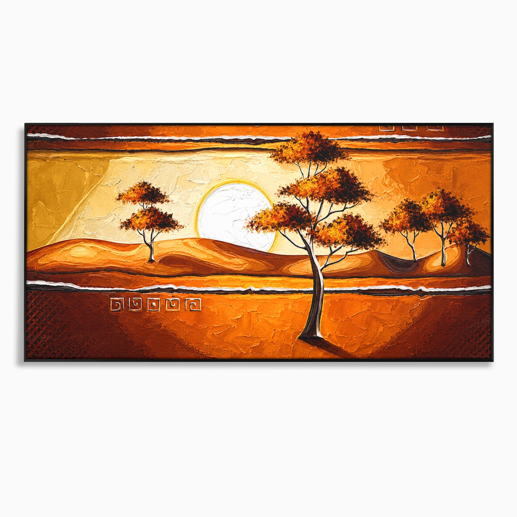 Tablou Canvas Premium LuxCanva® A1749, Apus African, Apus, Copaci, Peisaj, Desert, Living, Culori Vibrante
