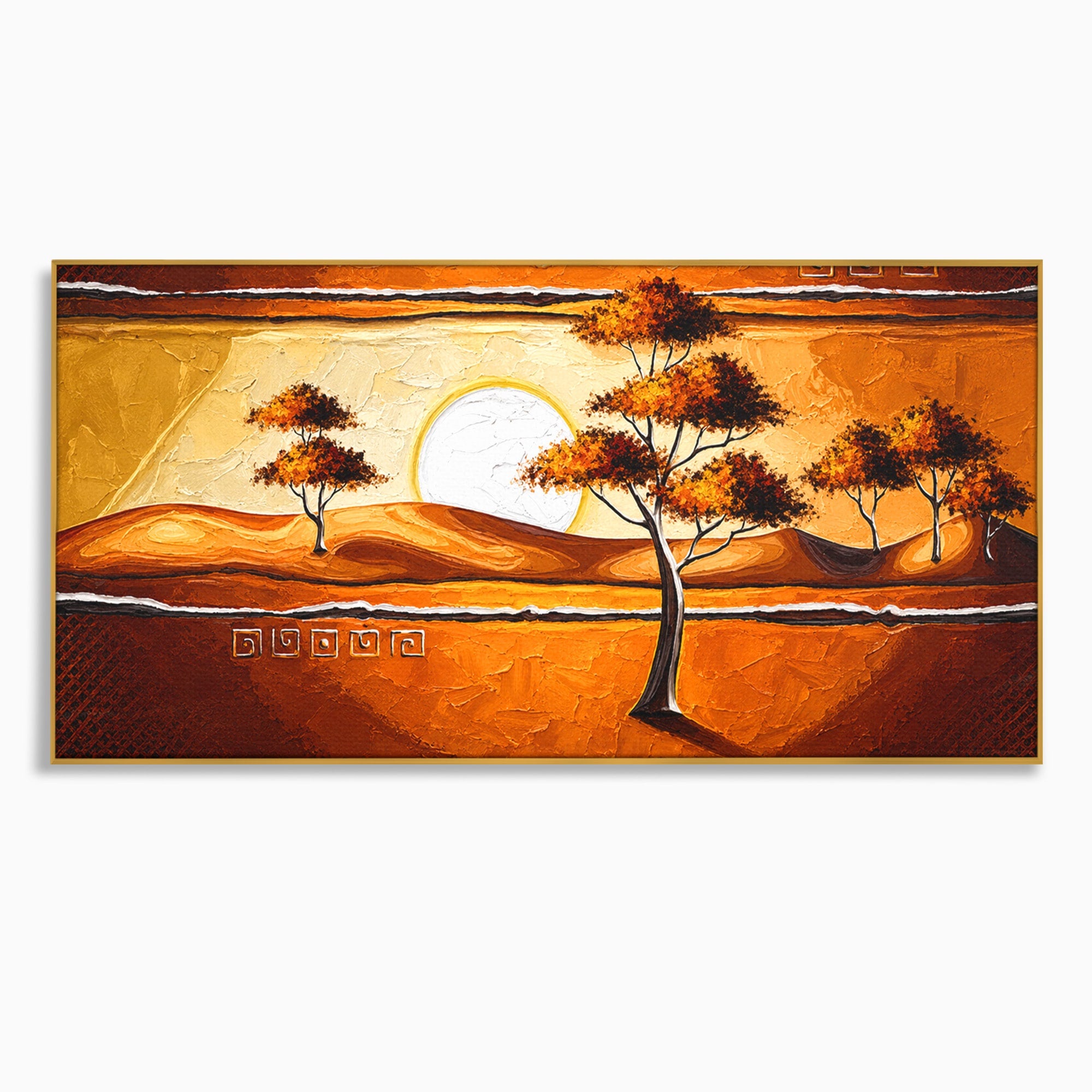 Tablou Canvas Premium LuxCanva® A1749, Apus African, Apus, Copaci, Peisaj, Desert, Living, Culori Vibrante