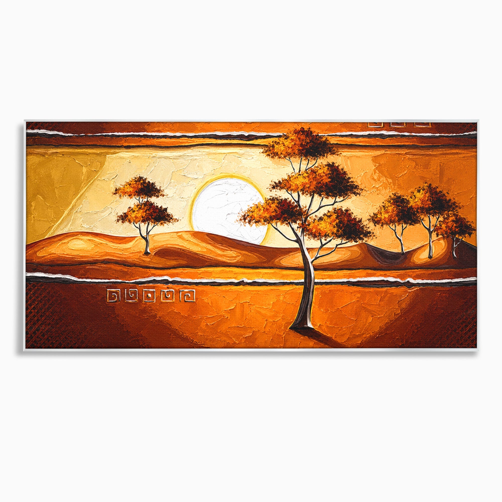 Tablou Canvas Premium LuxCanva® A1749, Apus African, Apus, Copaci, Peisaj, Desert, Living, Culori Vibrante