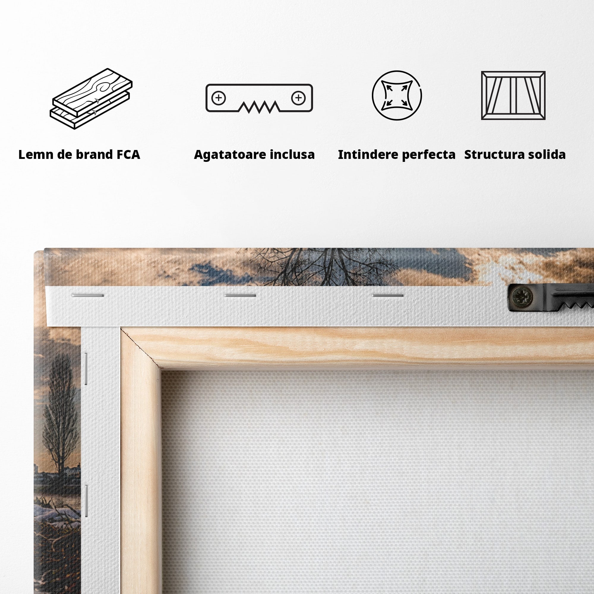 Tablou Canvas Premium LuxCanva® A1750, Reflexii In Apus, Apus, Reflexii, Peisaj, Copac, Living, Natura, Culori Vibrante