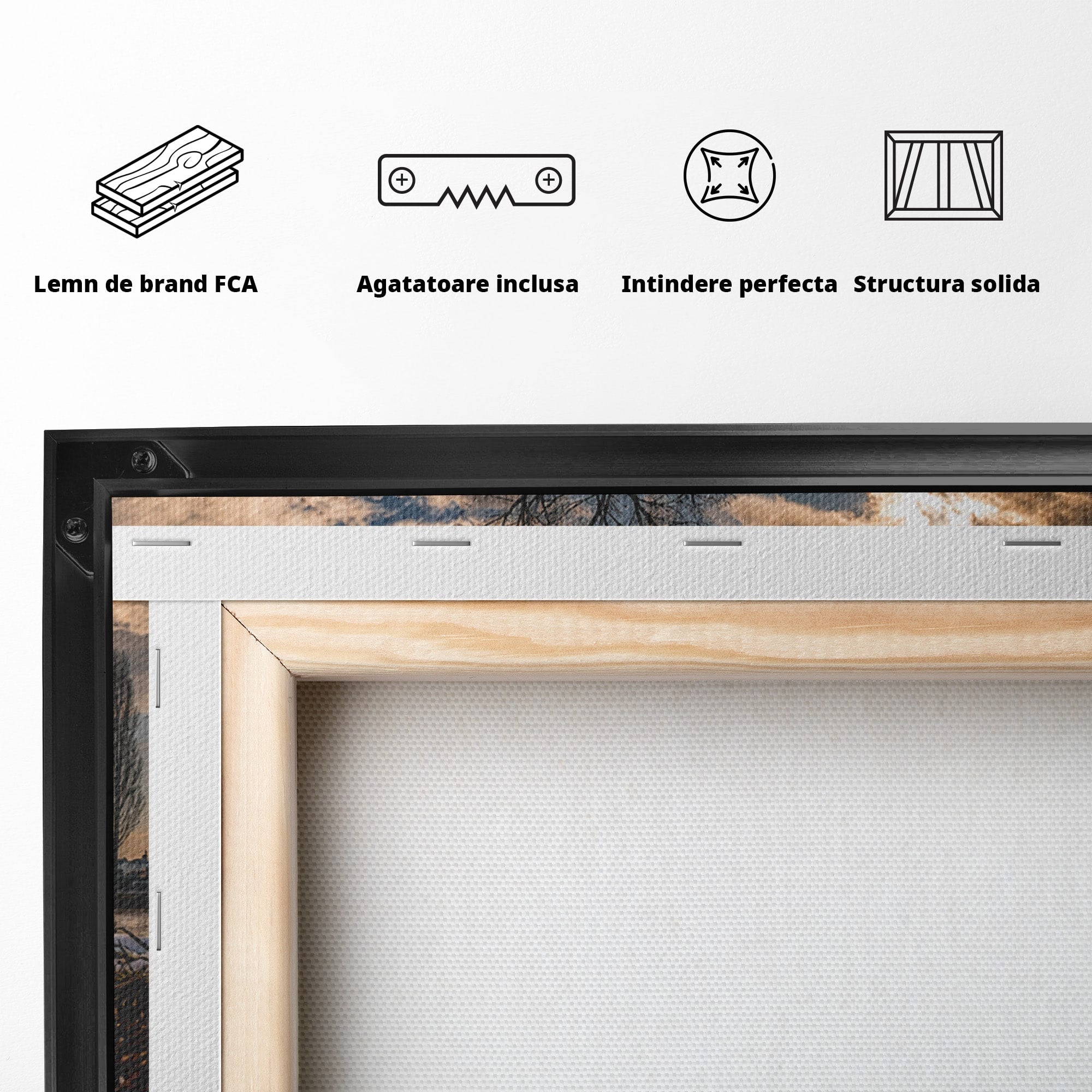 Tablou Canvas Premium LuxCanva® A1750, Reflexii In Apus, Apus, Reflexii, Peisaj, Copac, Living, Natura, Culori Vibrante