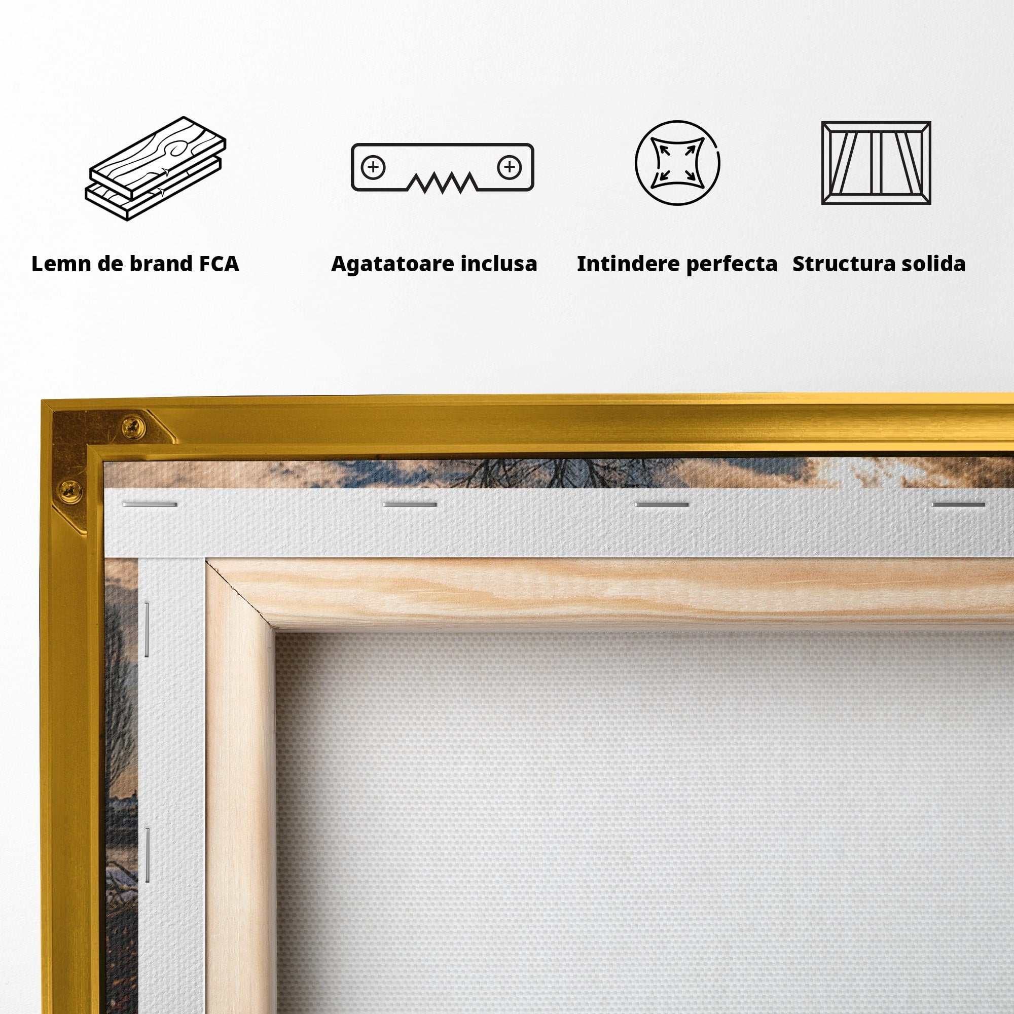 Tablou Canvas Premium LuxCanva® A1750, Reflexii In Apus, Apus, Reflexii, Peisaj, Copac, Living, Natura, Culori Vibrante