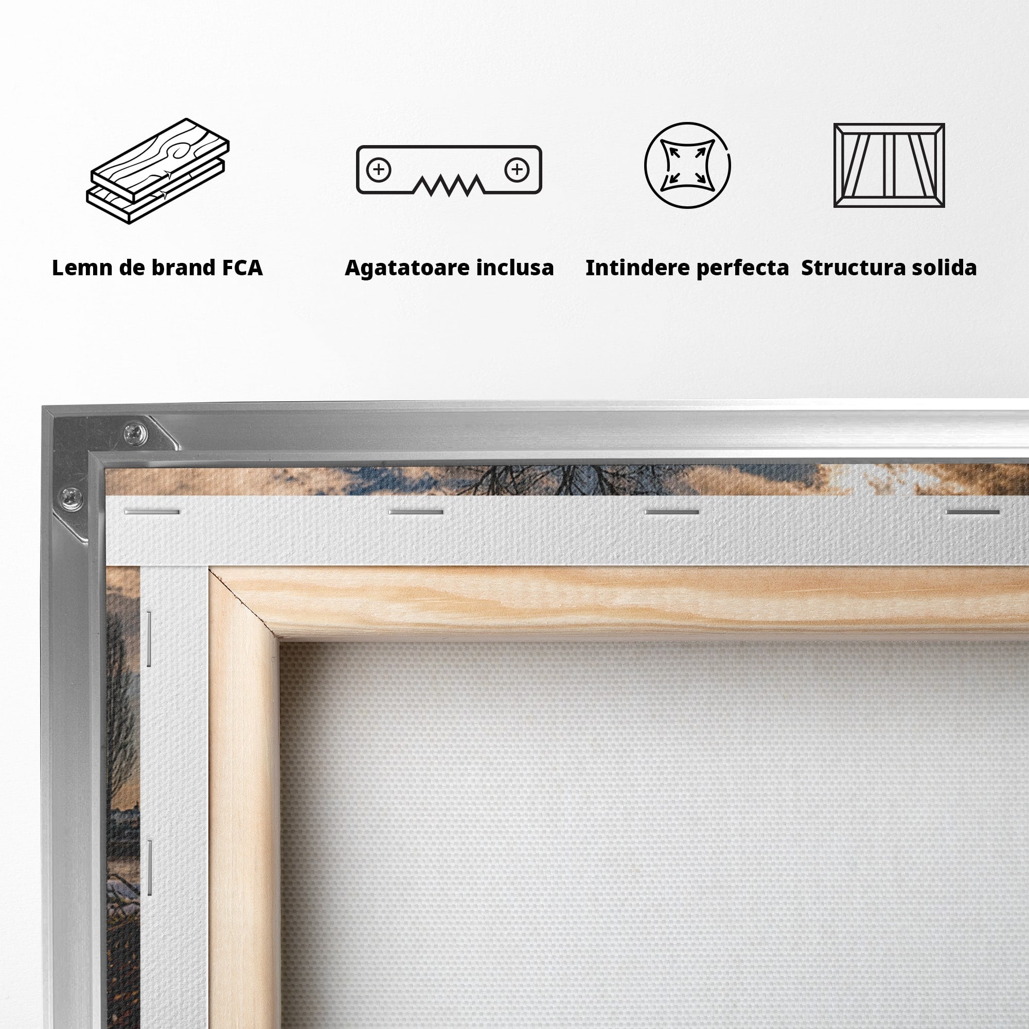 Tablou Canvas Premium LuxCanva® A1750, Reflexii In Apus, Apus, Reflexii, Peisaj, Copac, Living, Natura, Culori Vibrante