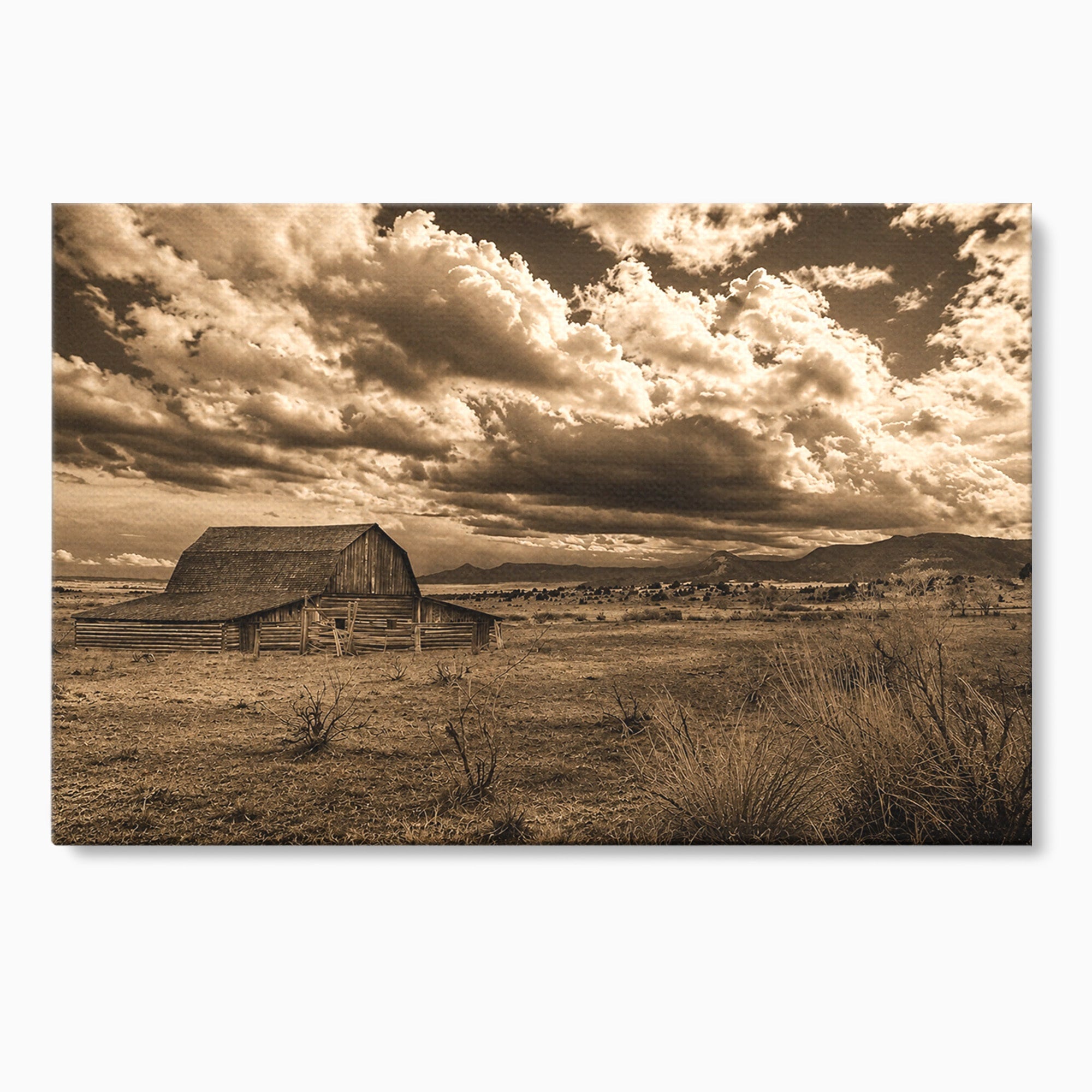 Tablou Canvas Premium LuxCanva® A1751, Peisaj Rustic Cu Hambar, Peisaj, Hambar, Natura, Cer, Living, Dormitor, Culori Vibrante