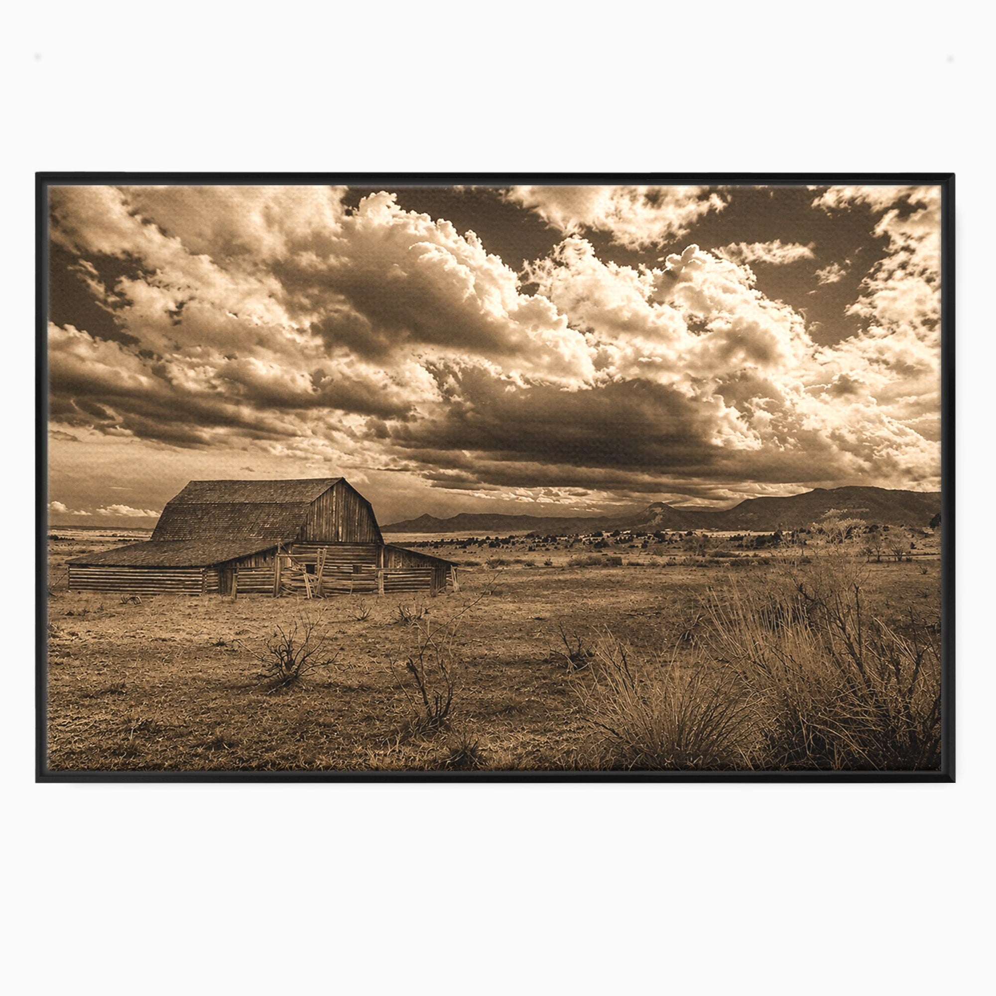 Tablou Canvas Premium LuxCanva® A1751, Peisaj Rustic Cu Hambar, Peisaj, Hambar, Natura, Cer, Living, Dormitor, Culori Vibrante