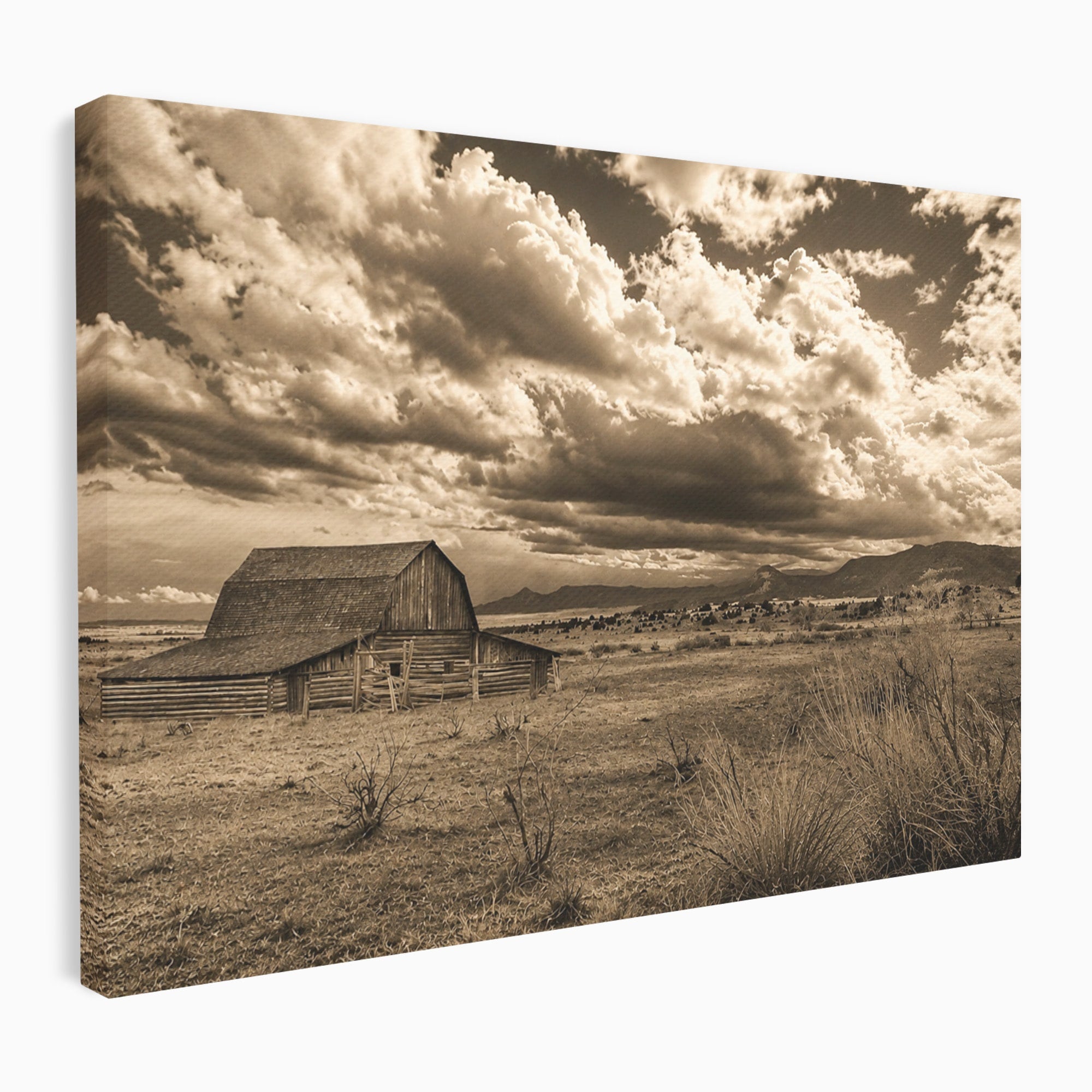 Tablou Canvas Premium LuxCanva® A1751, Peisaj Rustic Cu Hambar, Peisaj, Hambar, Natura, Cer, Living, Dormitor, Culori Vibrante