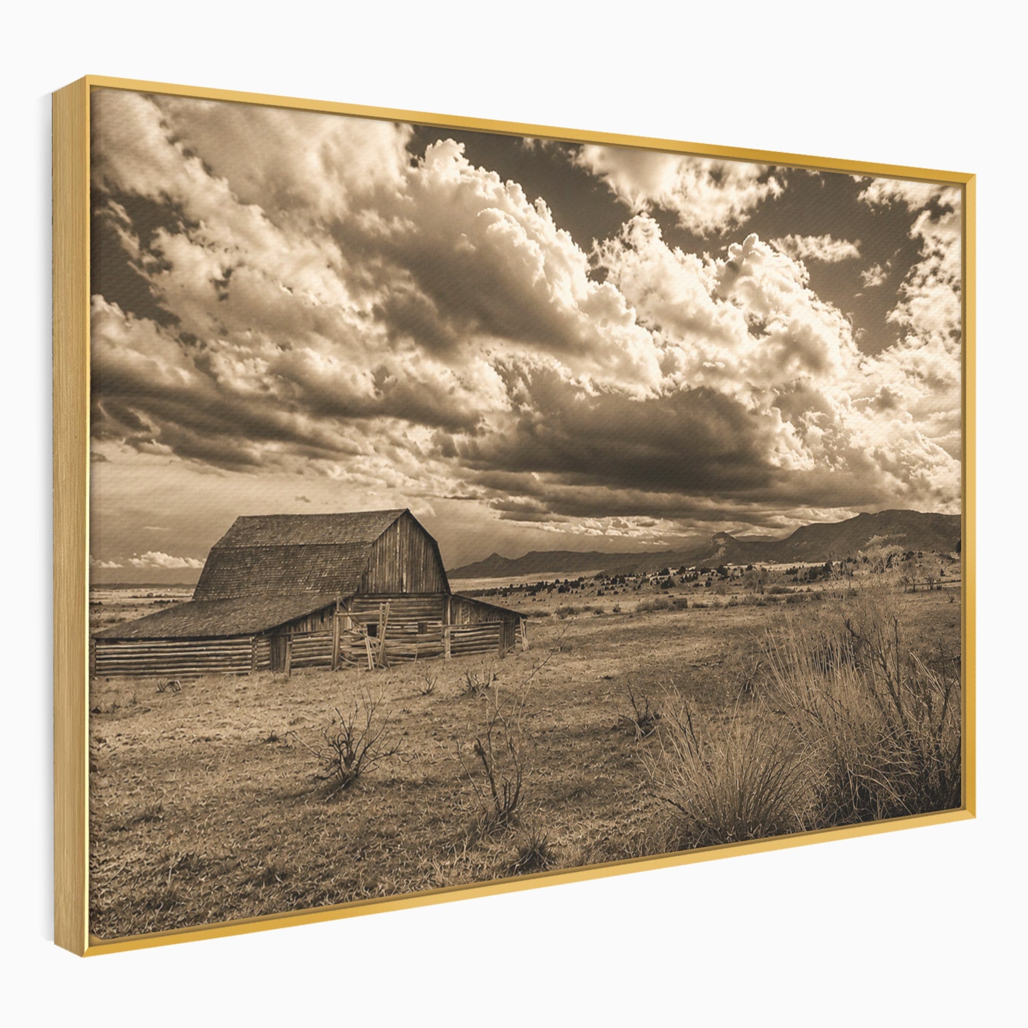Tablou Canvas Premium LuxCanva® A1751, Peisaj Rustic Cu Hambar, Peisaj, Hambar, Natura, Cer, Living, Dormitor, Culori Vibrante
