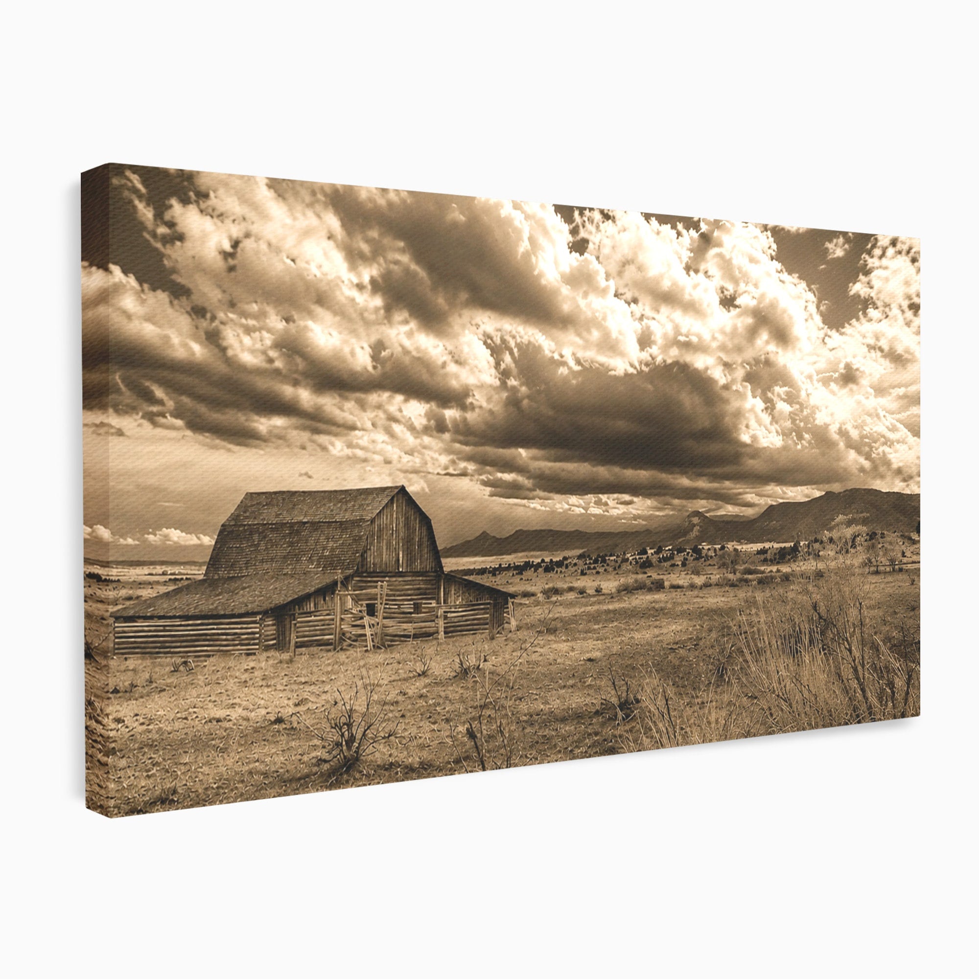 Tablou Canvas Premium LuxCanva® A1751, Peisaj Rustic Cu Hambar, Peisaj, Hambar, Natura, Cer, Living, Dormitor, Culori Vibrante