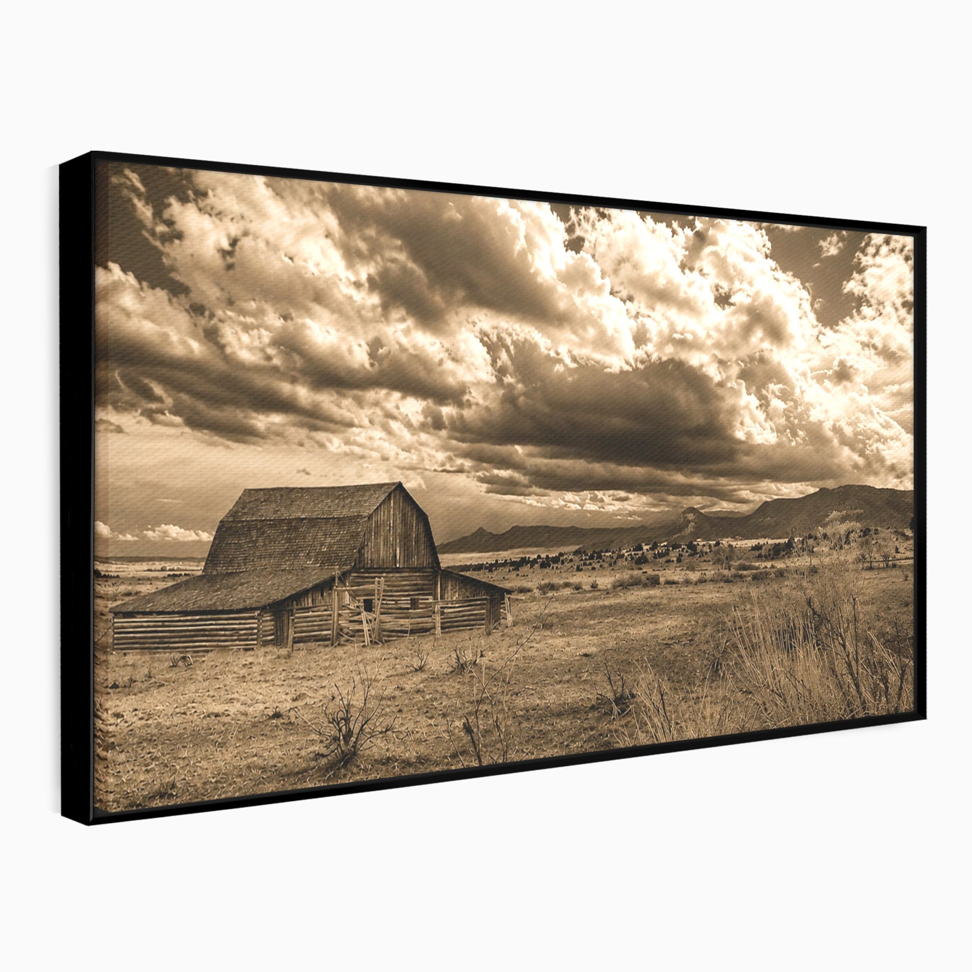 Tablou Canvas Premium LuxCanva® A1751, Peisaj Rustic Cu Hambar, Peisaj, Hambar, Natura, Cer, Living, Dormitor, Culori Vibrante