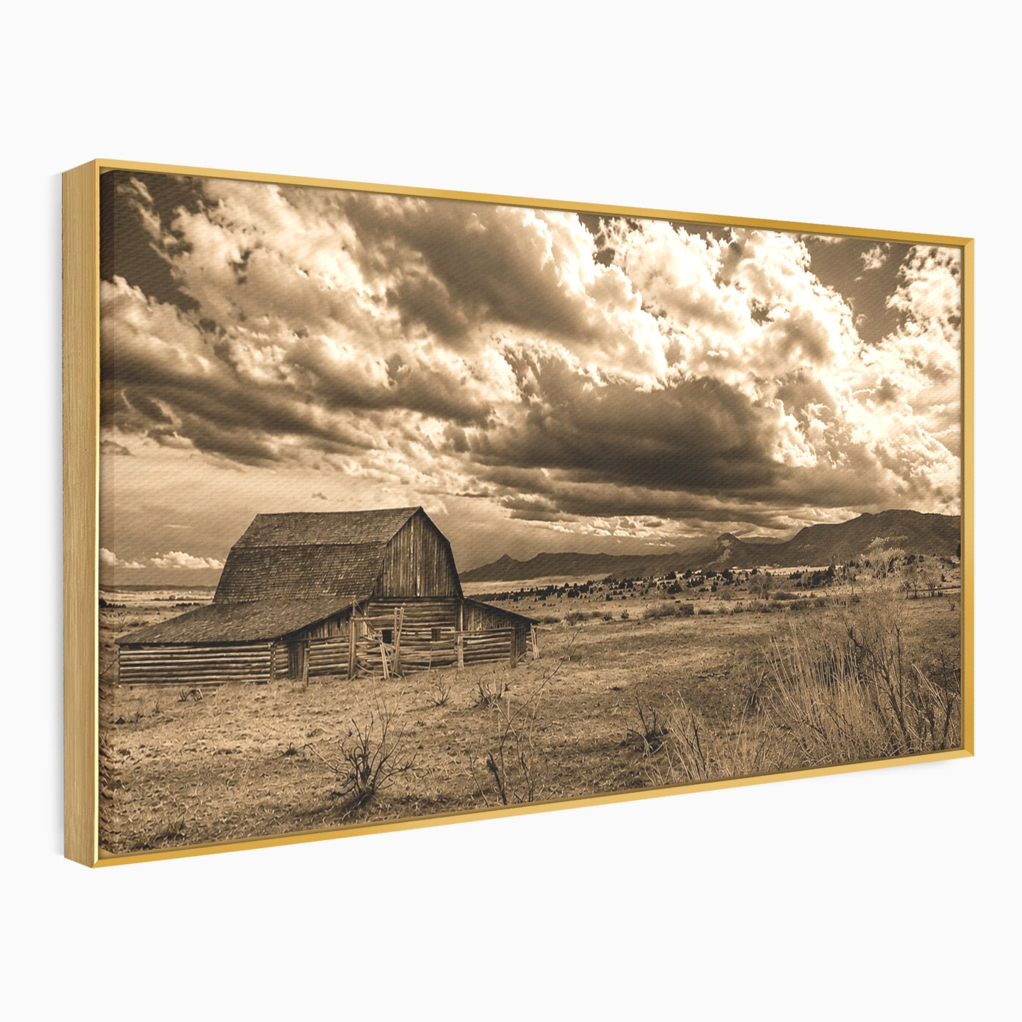 Tablou Canvas Premium LuxCanva® A1751, Peisaj Rustic Cu Hambar, Peisaj, Hambar, Natura, Cer, Living, Dormitor, Culori Vibrante