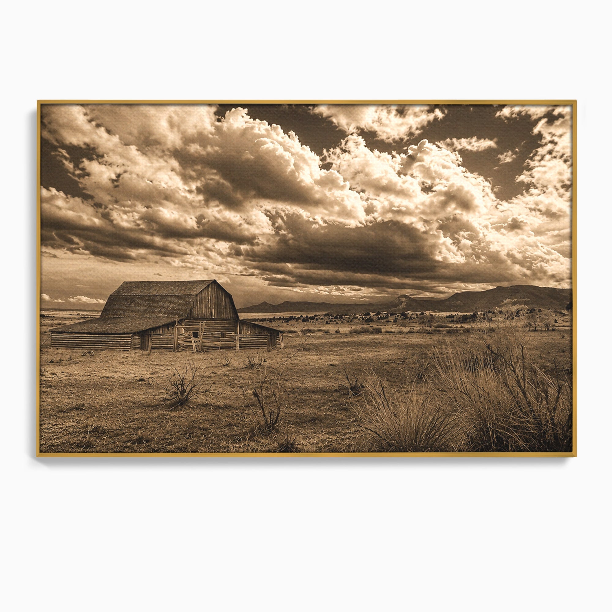 Tablou Canvas Premium LuxCanva® A1751, Peisaj Rustic Cu Hambar, Peisaj, Hambar, Natura, Cer, Living, Dormitor, Culori Vibrante