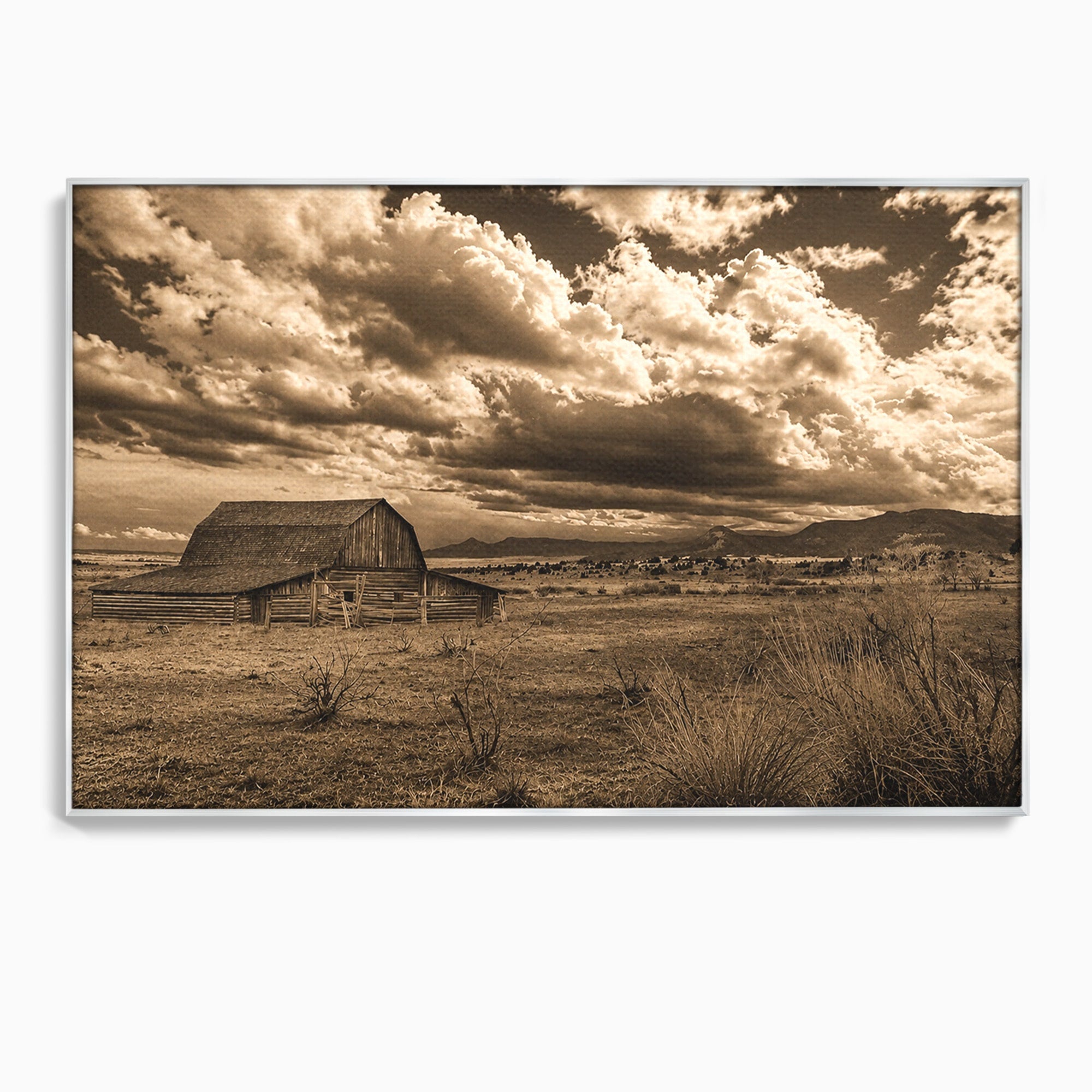 Tablou Canvas Premium LuxCanva® A1751, Peisaj Rustic Cu Hambar, Peisaj, Hambar, Natura, Cer, Living, Dormitor, Culori Vibrante