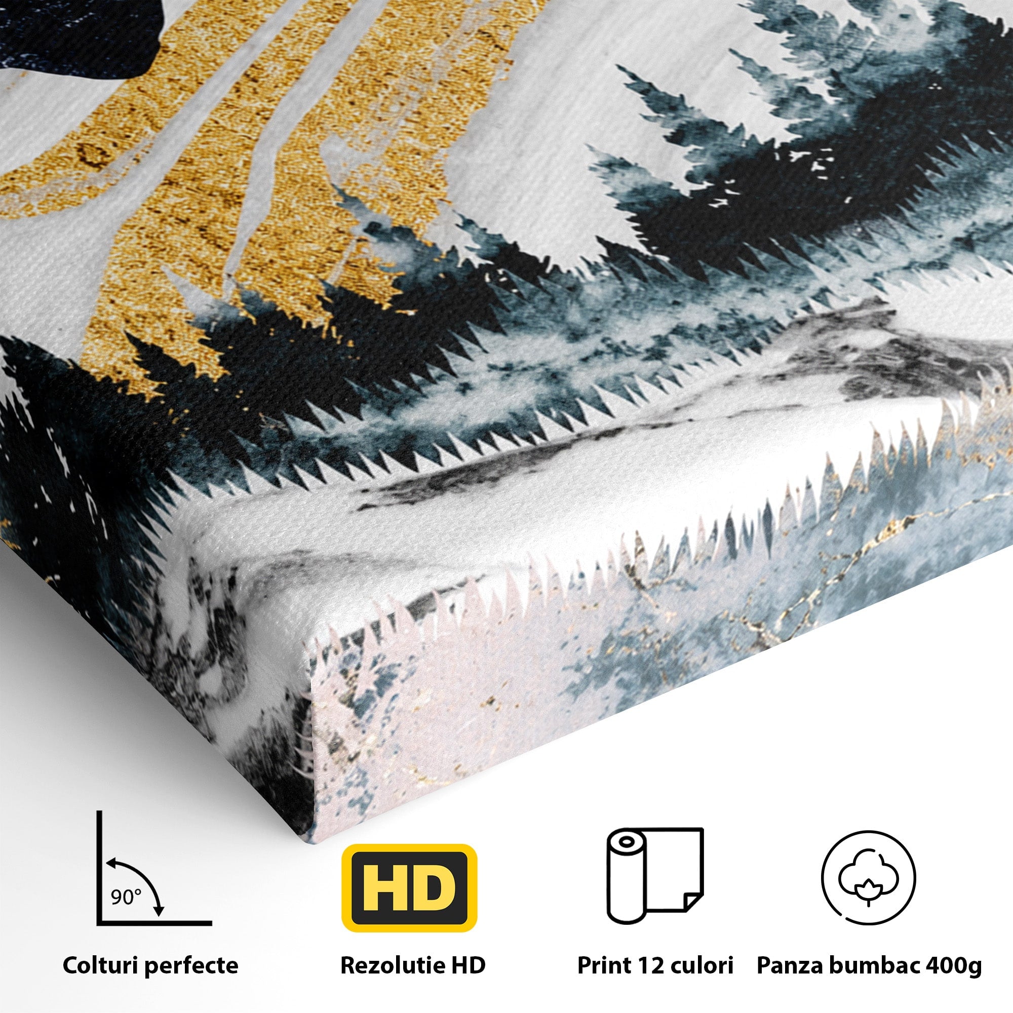 Tablou Canvas Premium LuxCanva® A1752, Peisaj Montan Nocturn, Peisaj, Munti, Luna, Noapte, Natura, Living, Dormitor, Culori Vibrante