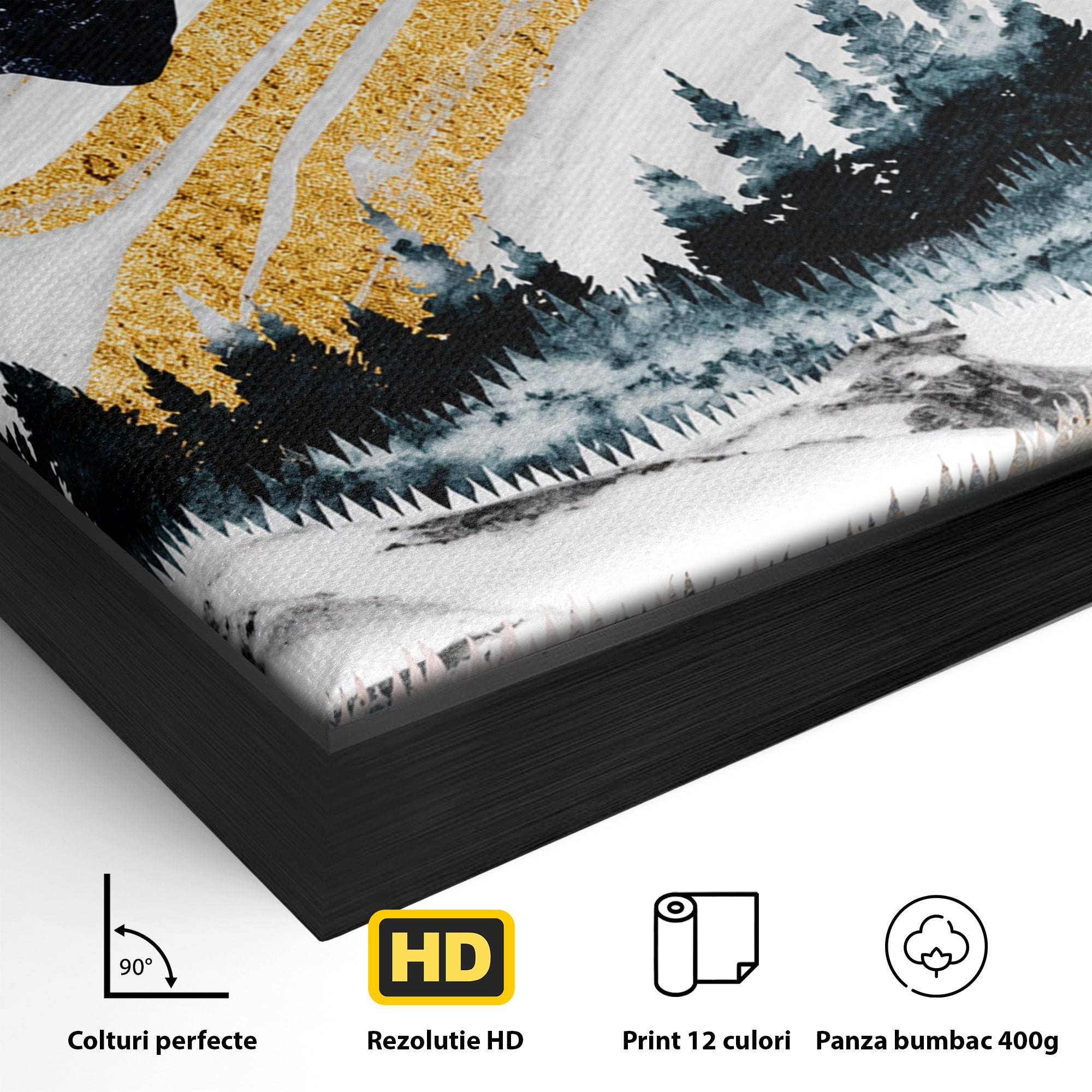 Tablou Canvas Premium LuxCanva® A1752, Peisaj Montan Nocturn, Peisaj, Munti, Luna, Noapte, Natura, Living, Dormitor, Culori Vibrante