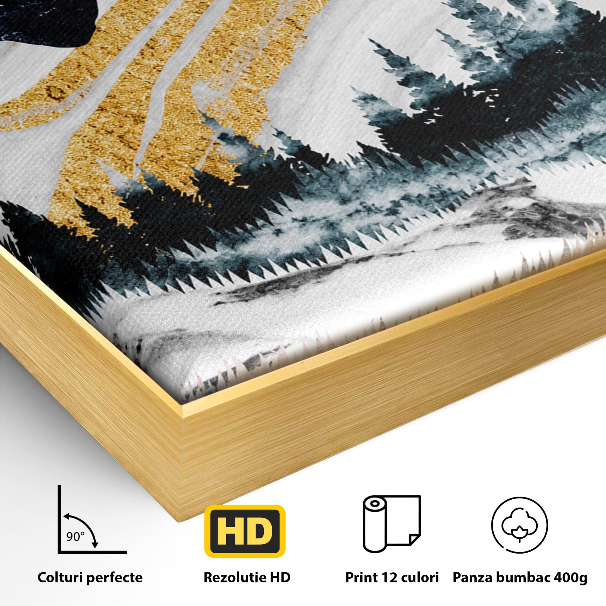 Tablou Canvas Premium LuxCanva® A1752, Peisaj Montan Nocturn, Peisaj, Munti, Luna, Noapte, Natura, Living, Dormitor, Culori Vibrante