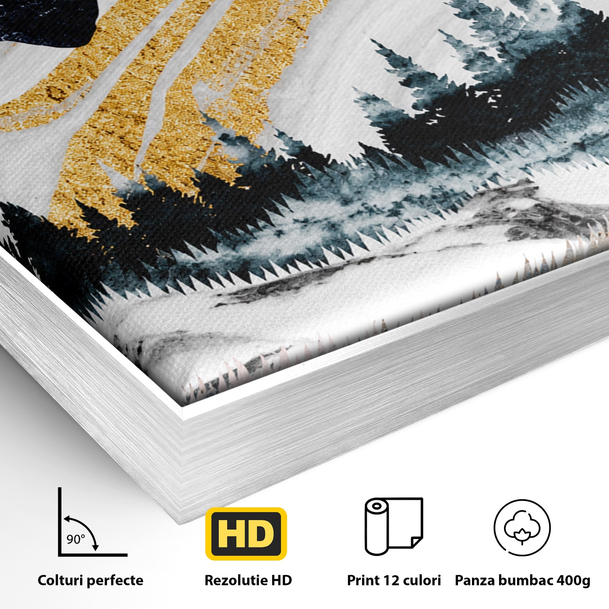 Tablou Canvas Premium LuxCanva® A1752, Peisaj Montan Nocturn, Peisaj, Munti, Luna, Noapte, Natura, Living, Dormitor, Culori Vibrante