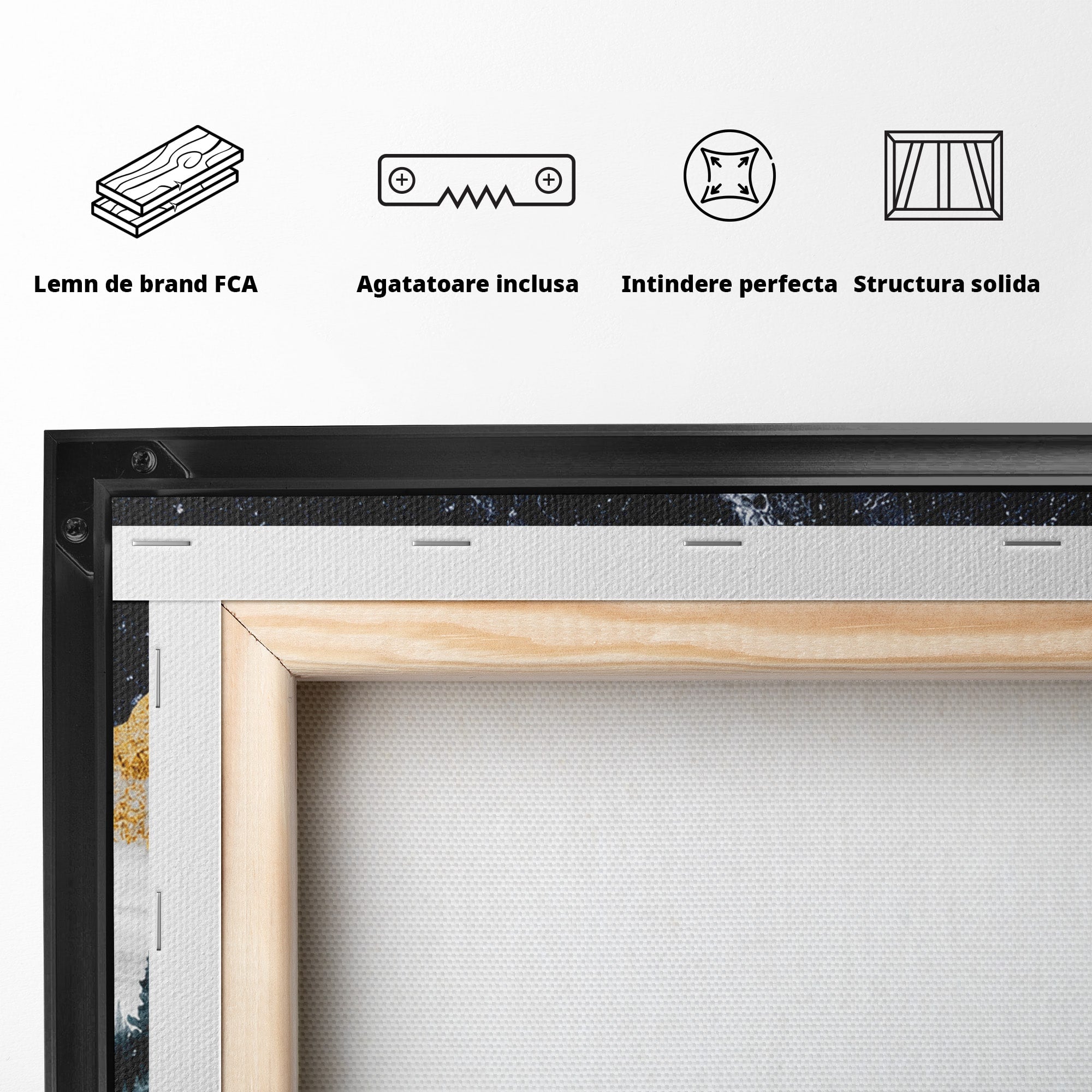 Tablou Canvas Premium LuxCanva® A1752, Peisaj Montan Nocturn, Peisaj, Munti, Luna, Noapte, Natura, Living, Dormitor, Culori Vibrante