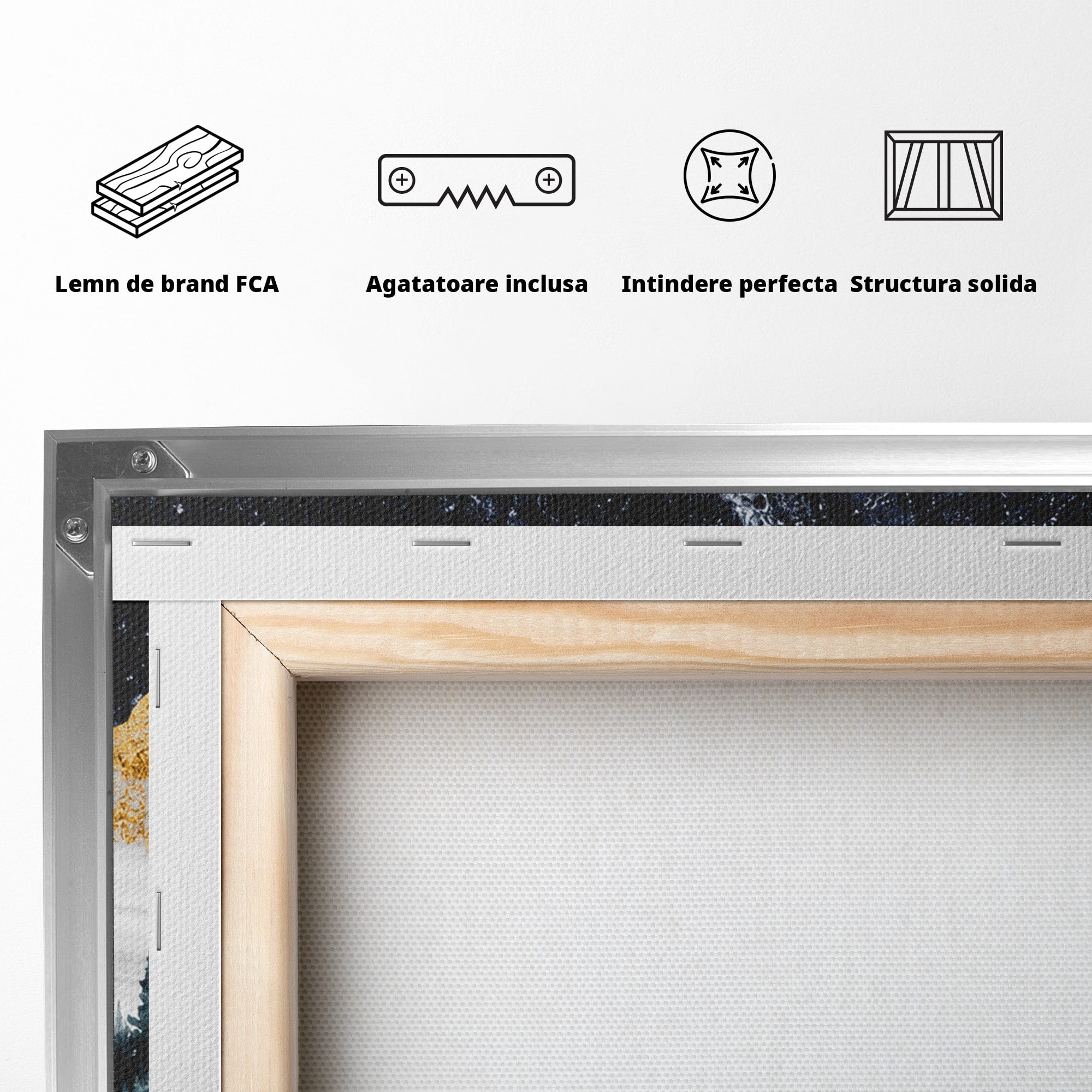 Tablou Canvas Premium LuxCanva® A1752, Peisaj Montan Nocturn, Peisaj, Munti, Luna, Noapte, Natura, Living, Dormitor, Culori Vibrante