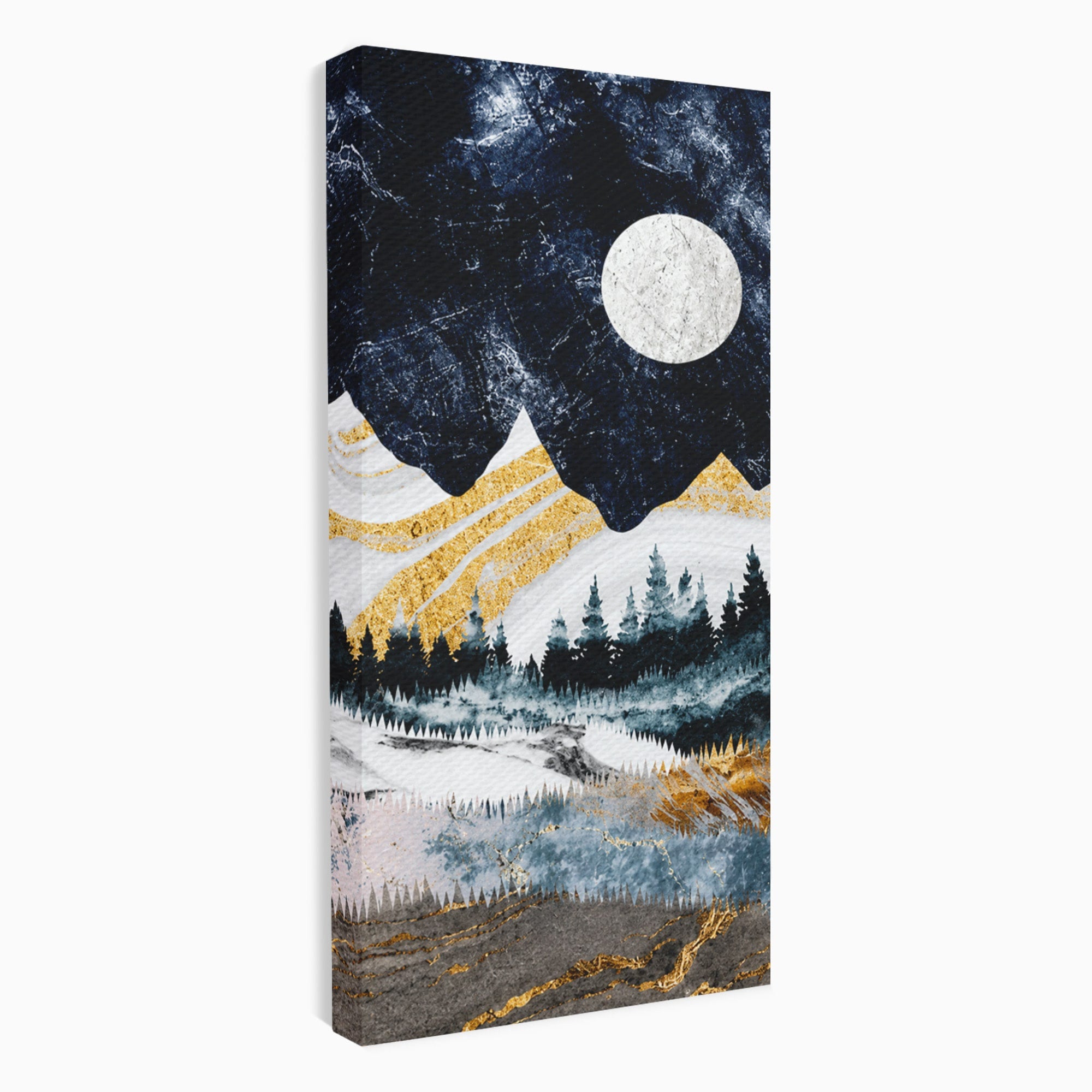 Tablou Canvas Premium LuxCanva® A1752, Peisaj Montan Nocturn, Peisaj, Munti, Luna, Noapte, Natura, Living, Dormitor, Culori Vibrante