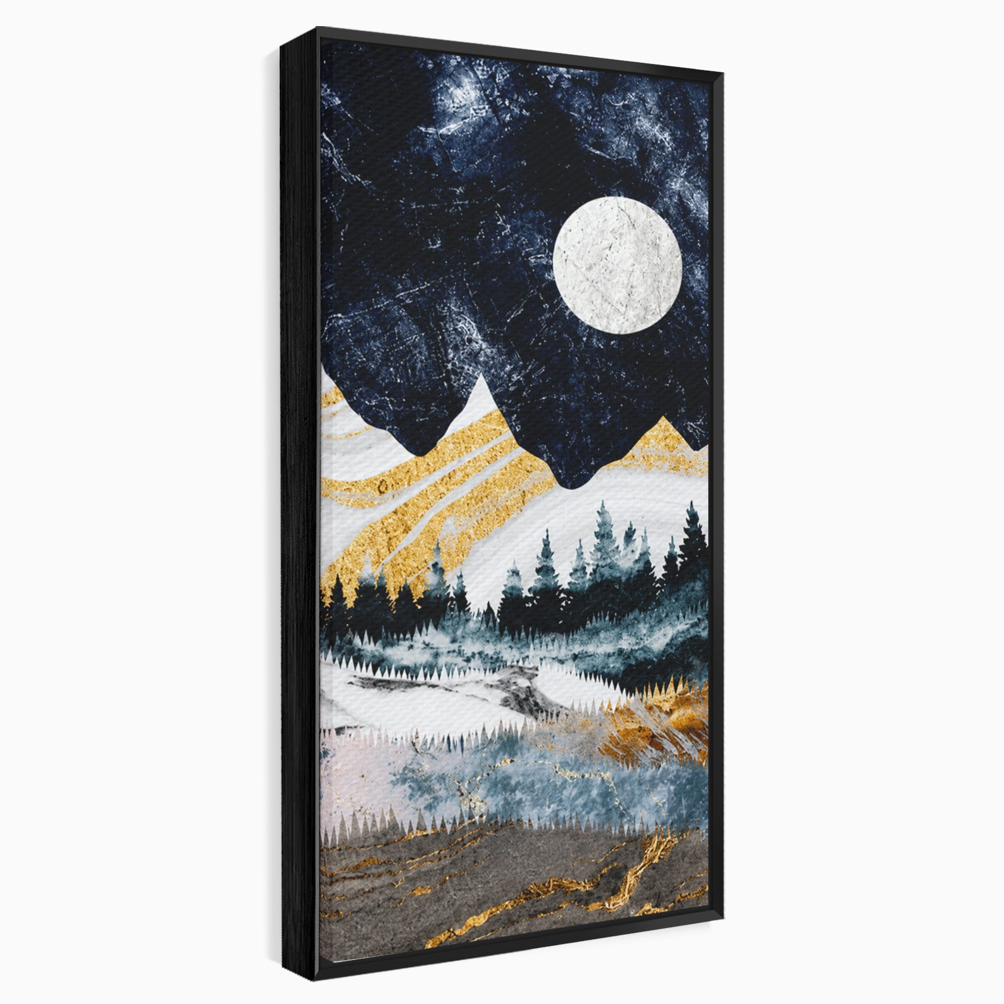 Tablou Canvas Premium LuxCanva® A1752, Peisaj Montan Nocturn, Peisaj, Munti, Luna, Noapte, Natura, Living, Dormitor, Culori Vibrante