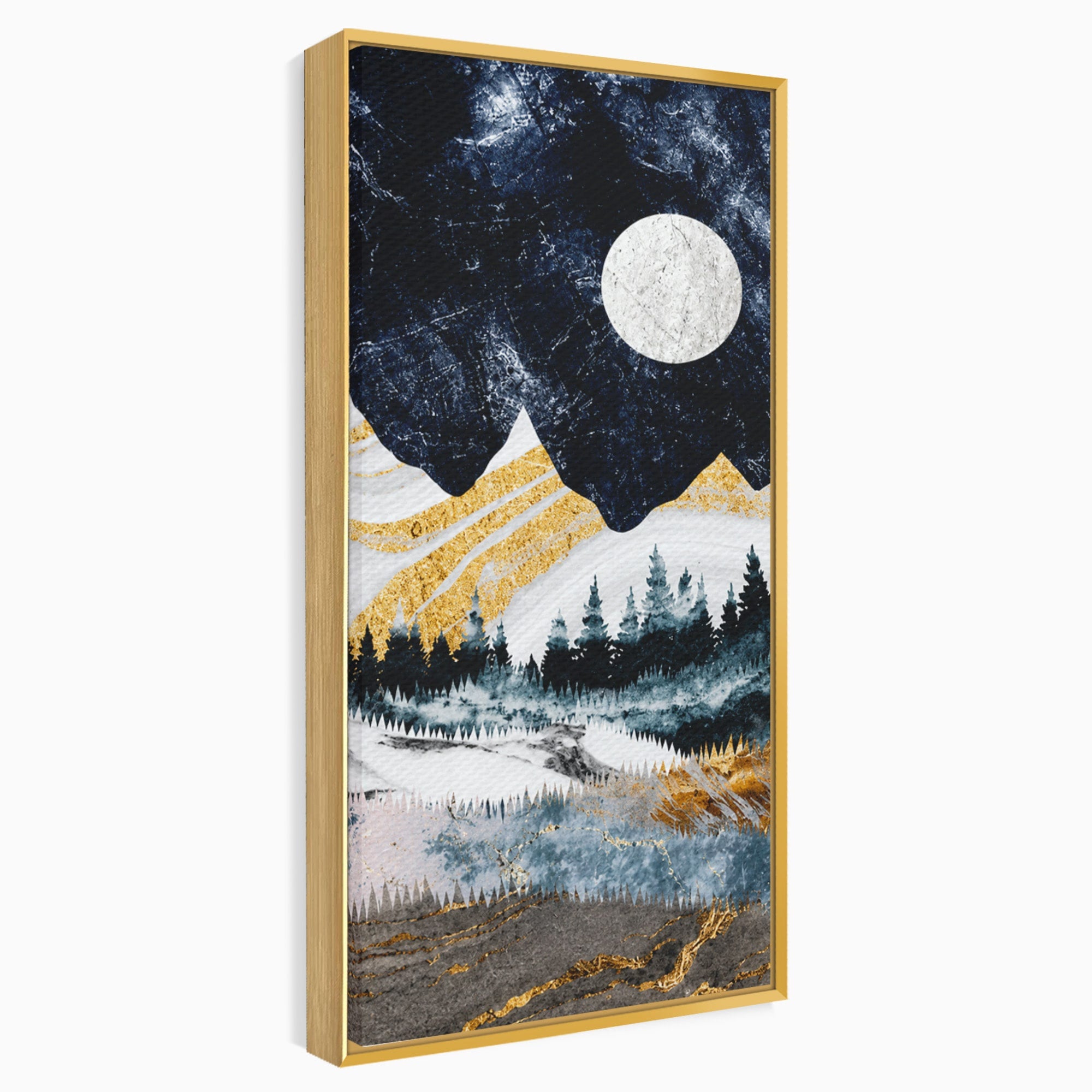 Tablou Canvas Premium LuxCanva® A1752, Peisaj Montan Nocturn, Peisaj, Munti, Luna, Noapte, Natura, Living, Dormitor, Culori Vibrante