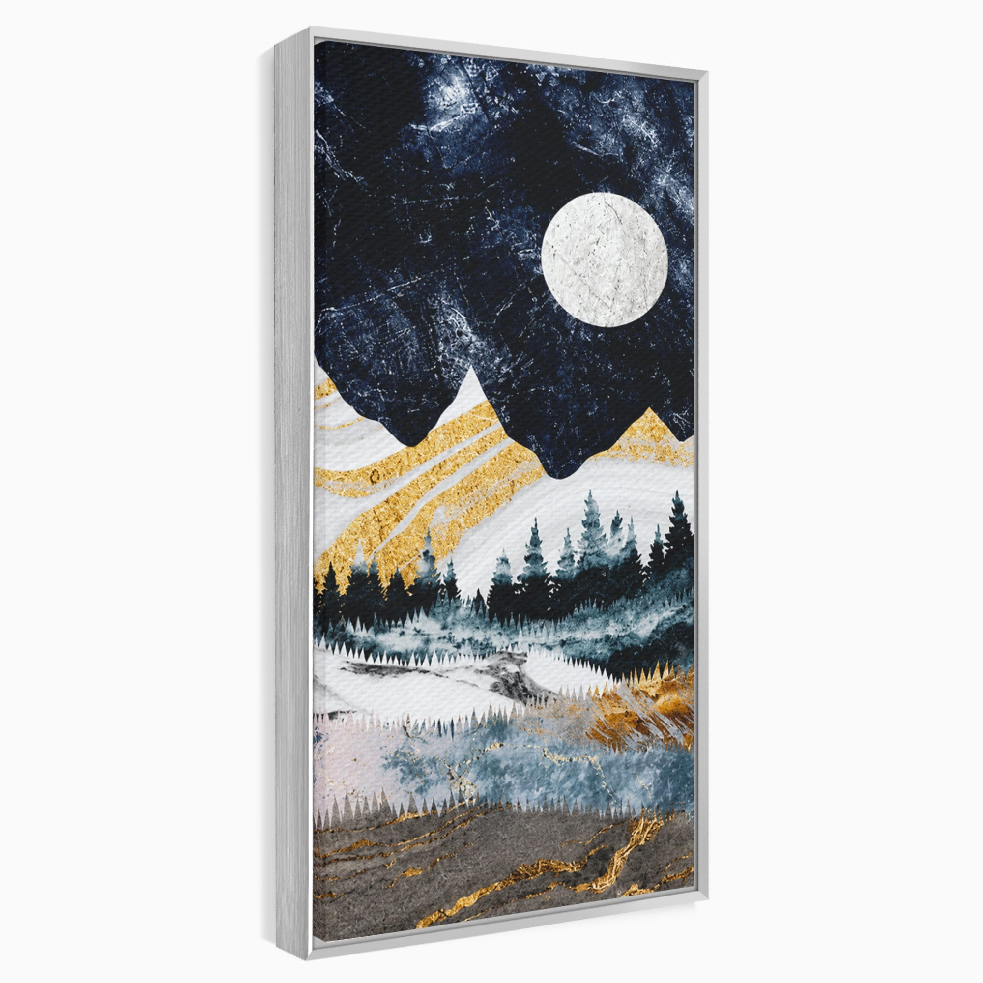 Tablou Canvas Premium LuxCanva® A1752, Peisaj Montan Nocturn, Peisaj, Munti, Luna, Noapte, Natura, Living, Dormitor, Culori Vibrante