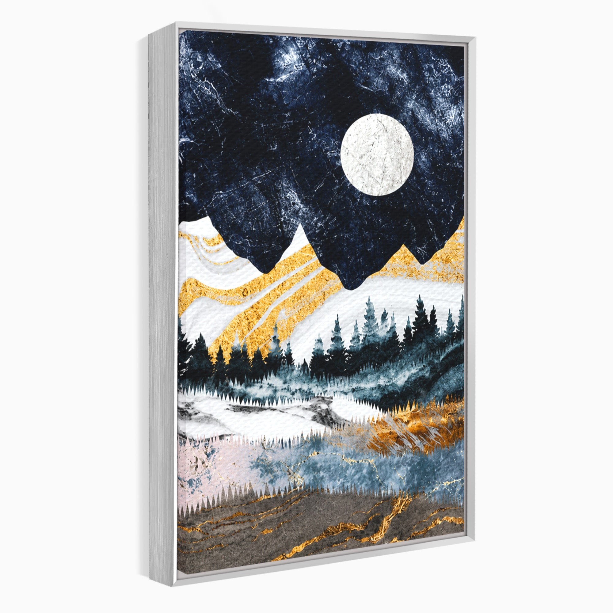 Tablou Canvas Premium LuxCanva® A1752, Peisaj Montan Nocturn, Peisaj, Munti, Luna, Noapte, Natura, Living, Dormitor, Culori Vibrante