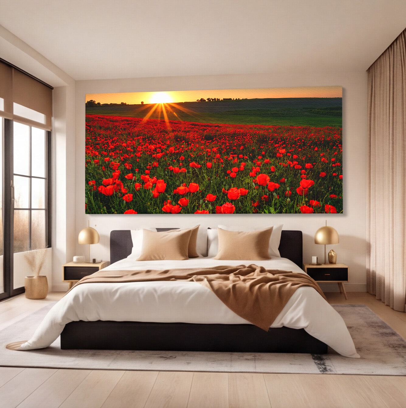 Tablou Canvas Premium LuxCanva® A1753, Camp De Maci La Apus, Maci, Apus, Natura, Peisaj, Romantic, Living, Culori Vibrante