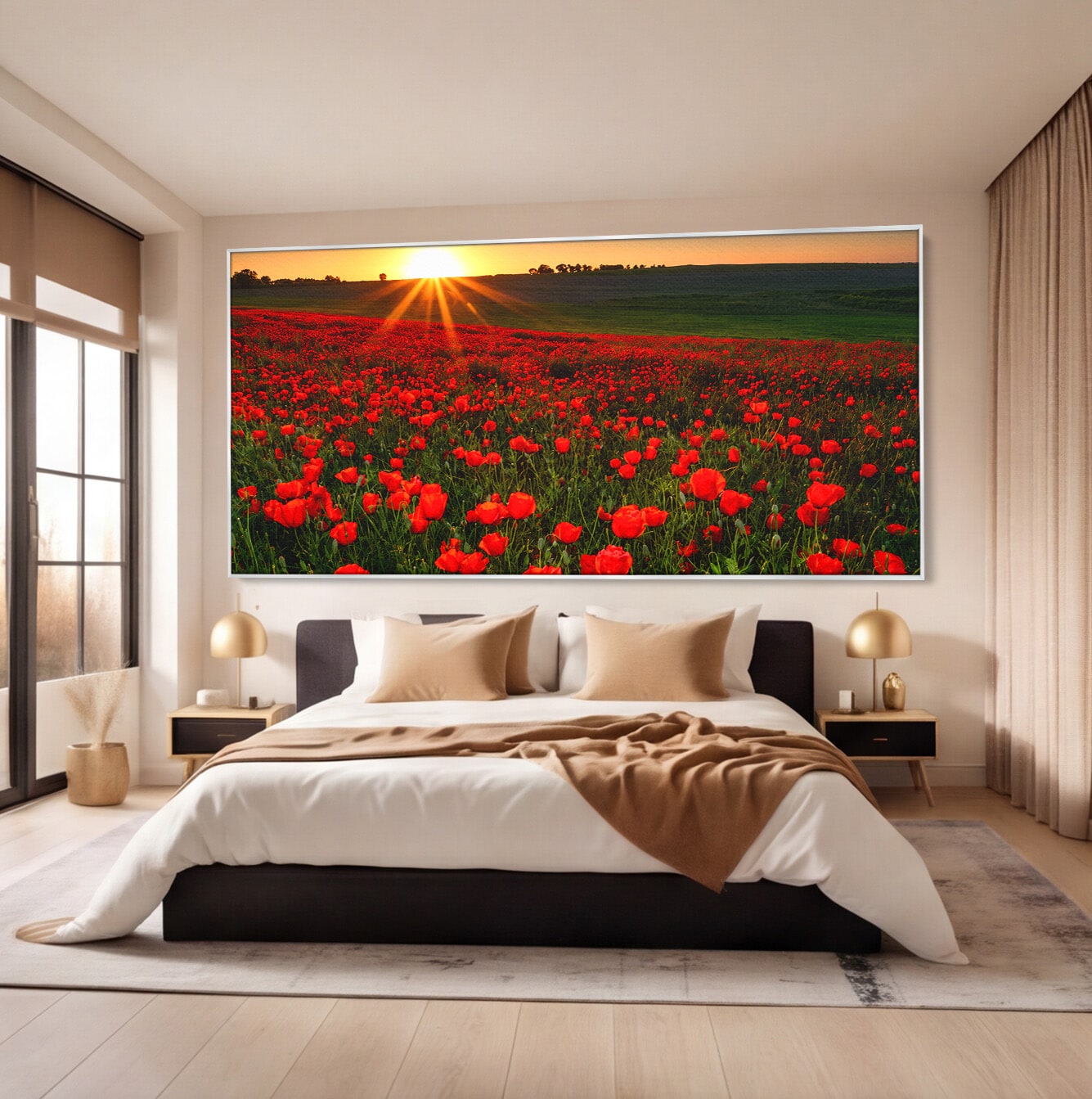 Tablou Canvas Premium LuxCanva® A1753, Camp De Maci La Apus, Maci, Apus, Natura, Peisaj, Romantic, Living, Culori Vibrante