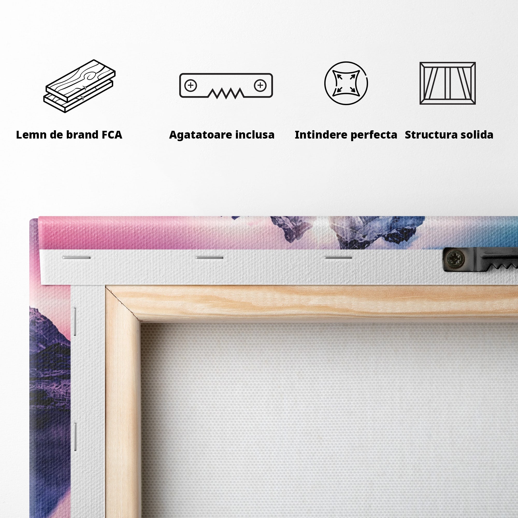Tablou Canvas Premium LuxCanva® A1754, Munti Reflectati In Lac, Munti, Lac, Peisaj, Apus, Living, Culori Vibrante