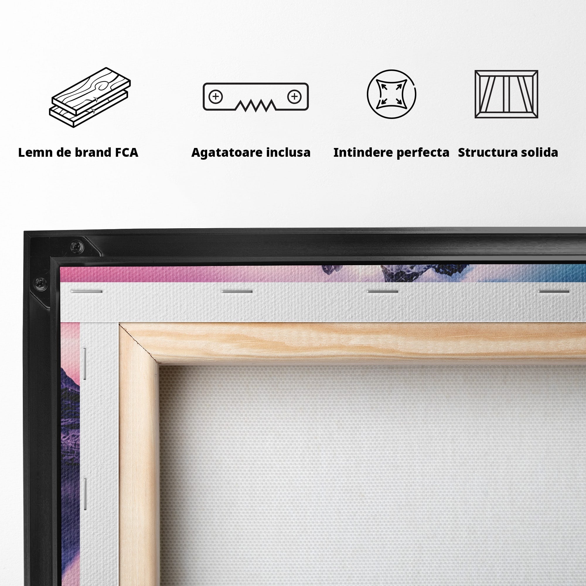 Tablou Canvas Premium LuxCanva® A1754, Munti Reflectati In Lac, Munti, Lac, Peisaj, Apus, Living, Culori Vibrante
