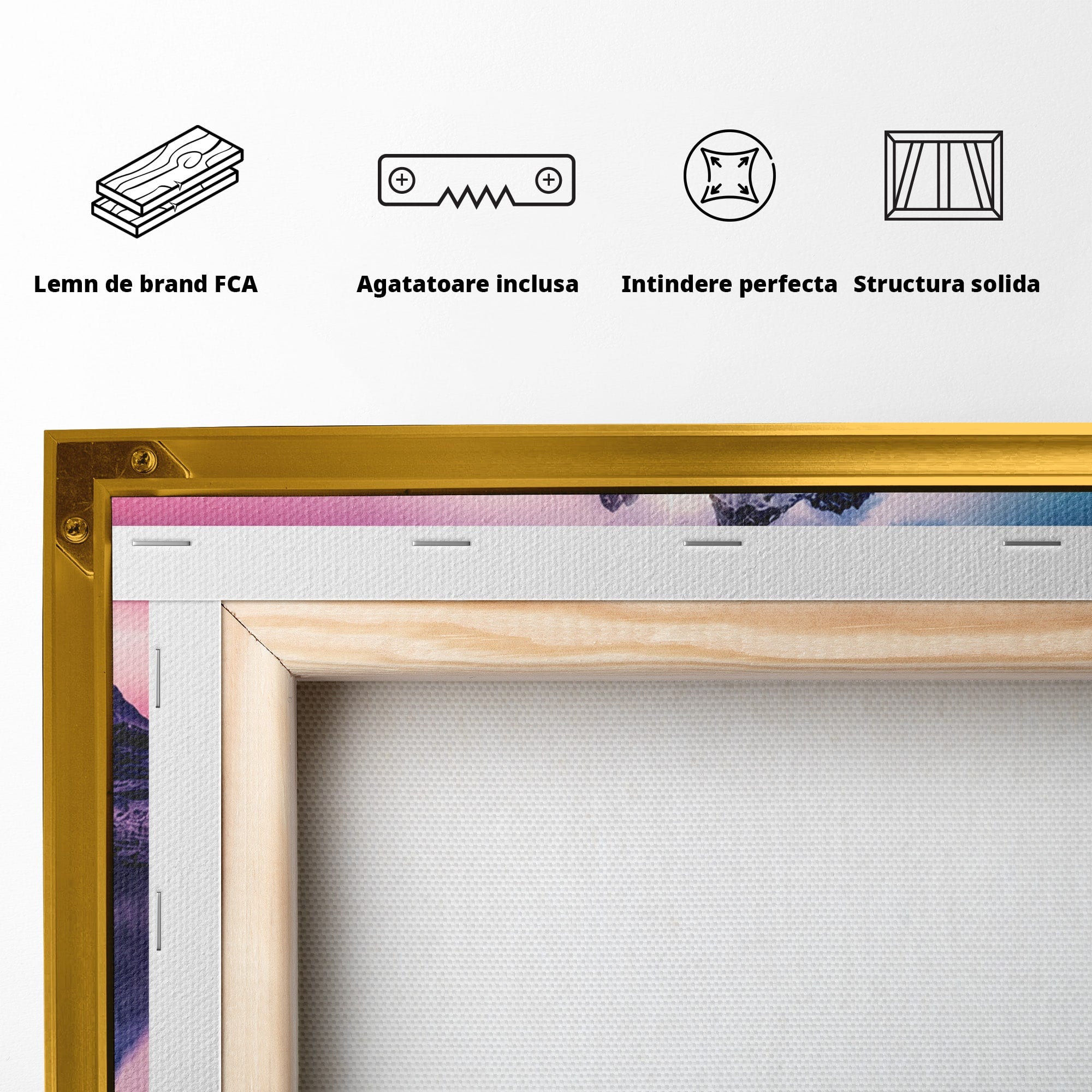 Tablou Canvas Premium LuxCanva® A1754, Munti Reflectati In Lac, Munti, Lac, Peisaj, Apus, Living, Culori Vibrante